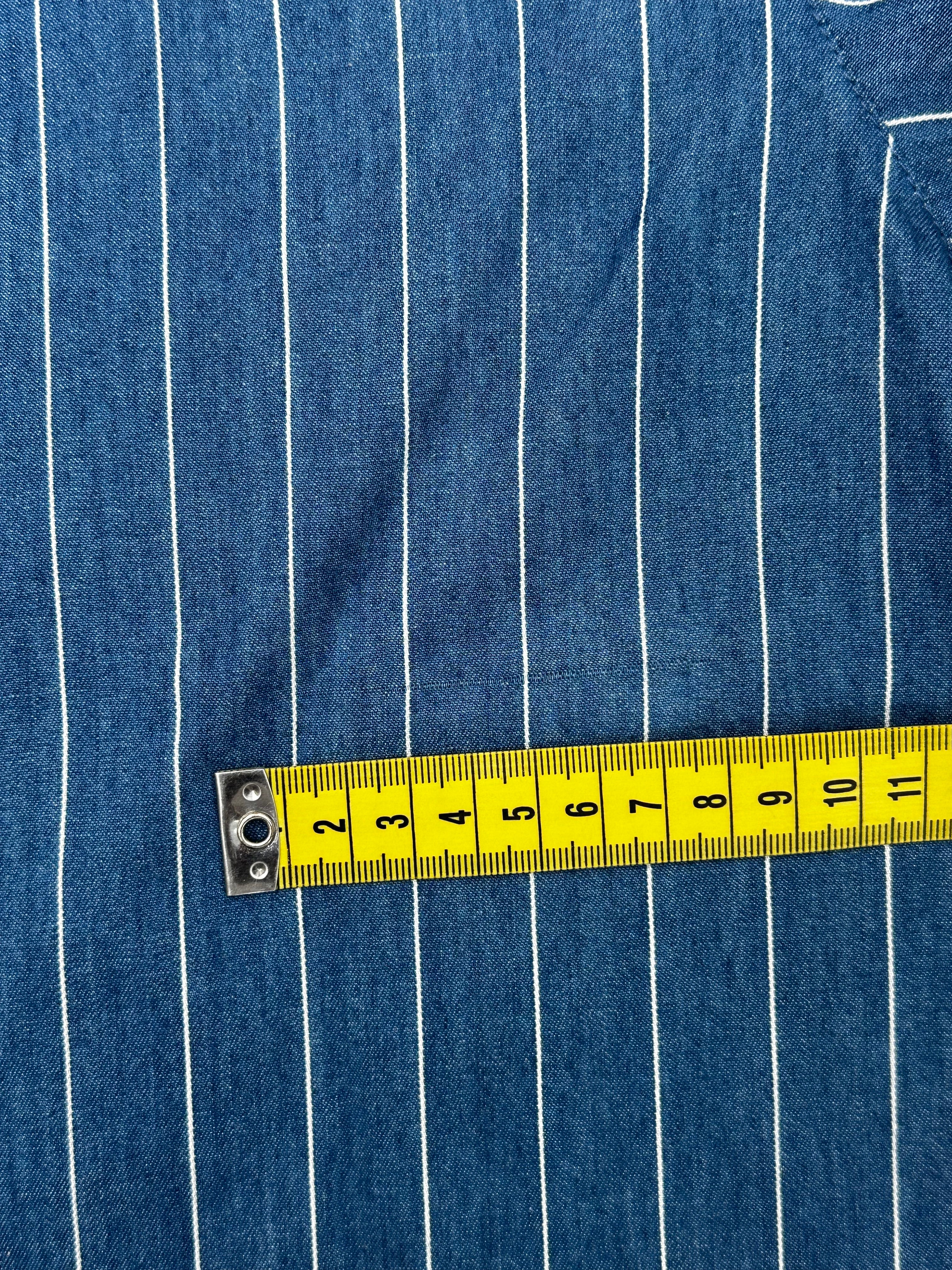 (Im)perfect Cropped Short-Sleeve Shirt - ocean pinstripe - S