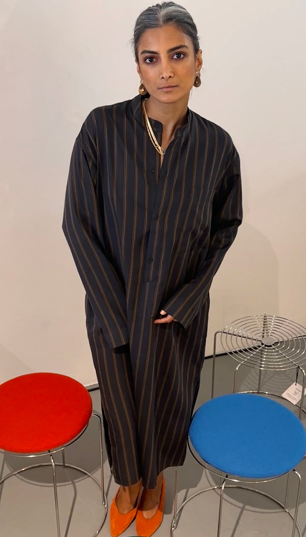 Nachthemd - toffee pinstripe