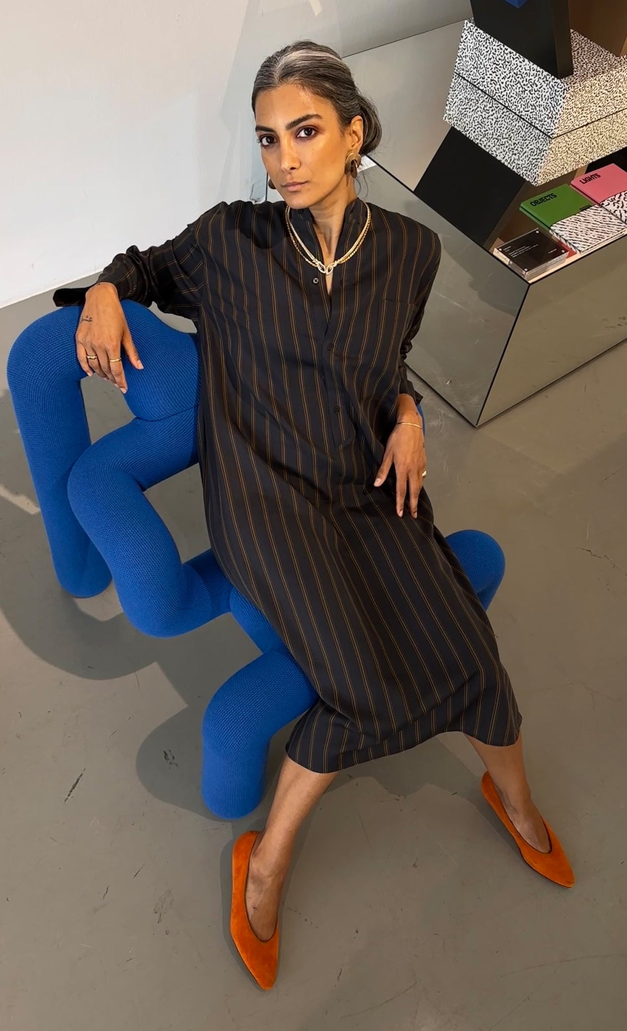 Nightshirt - toffee pinstripe