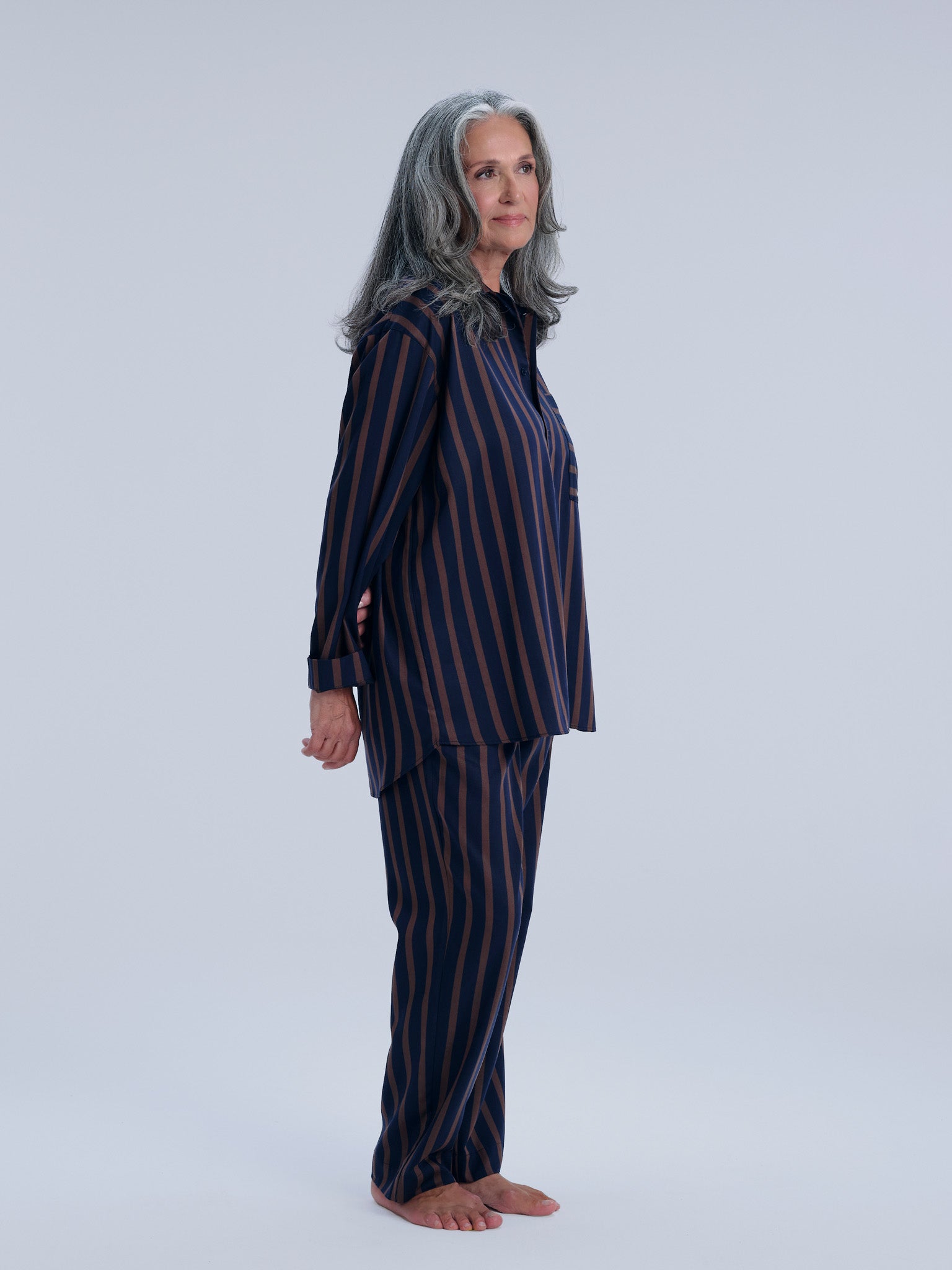 Pyjama Shirt - chocolate night stripe