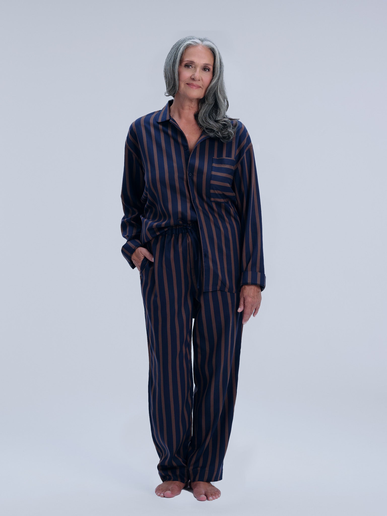 Pyjama Pants - chocolate night stripe