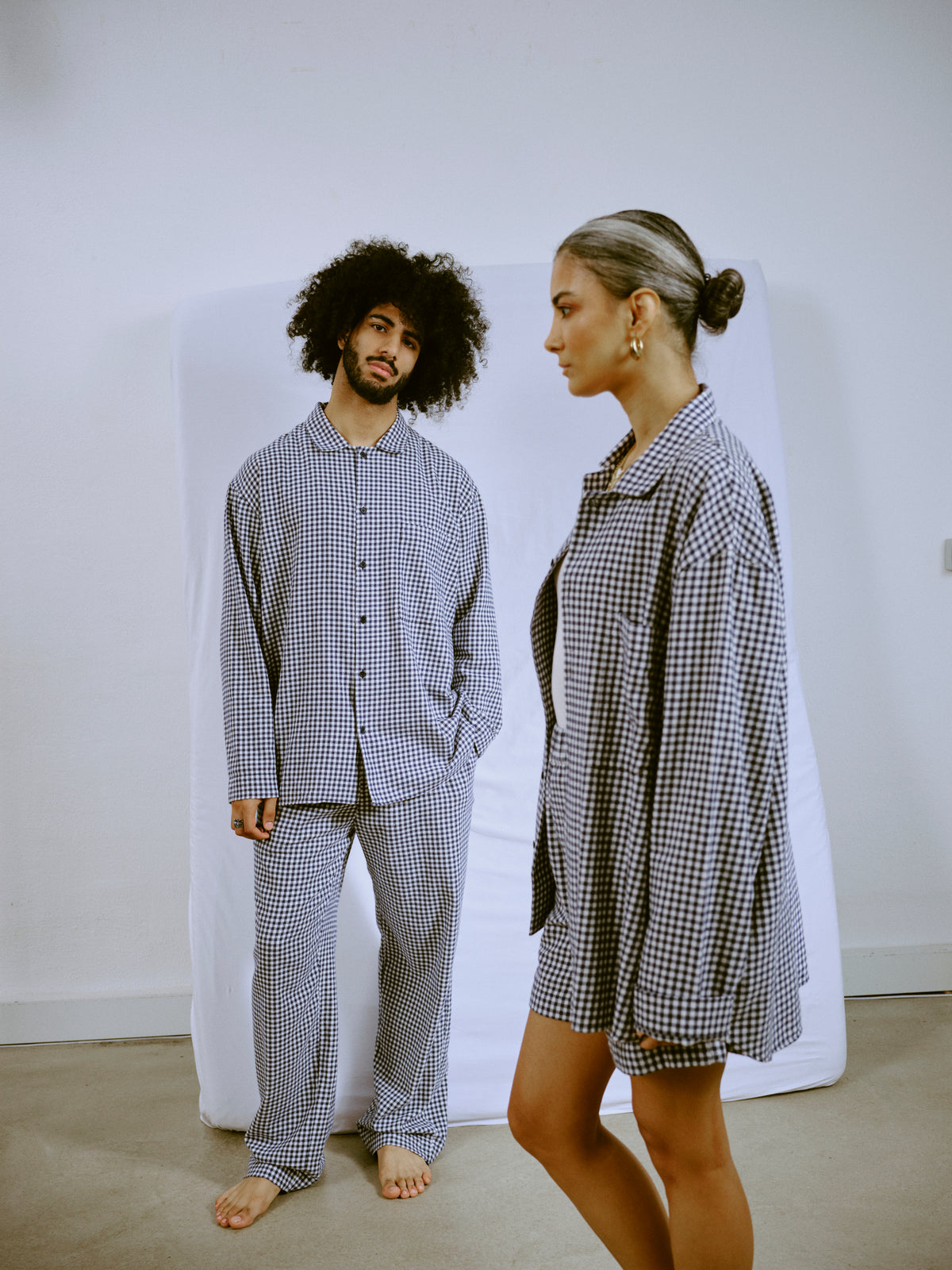 Pyjamahemd - little navy check