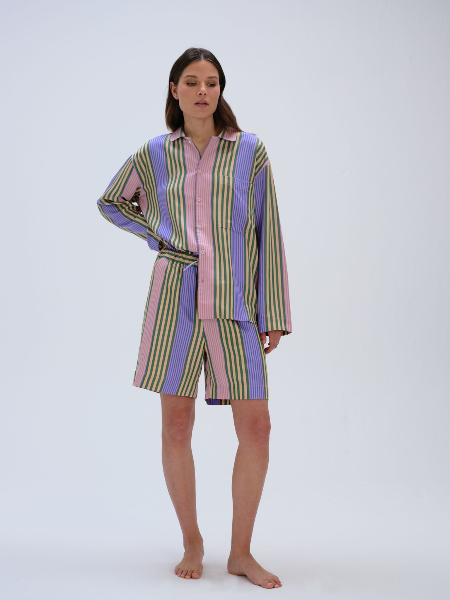 Pyjama Set (Shirt + Shorts) - funky stripe