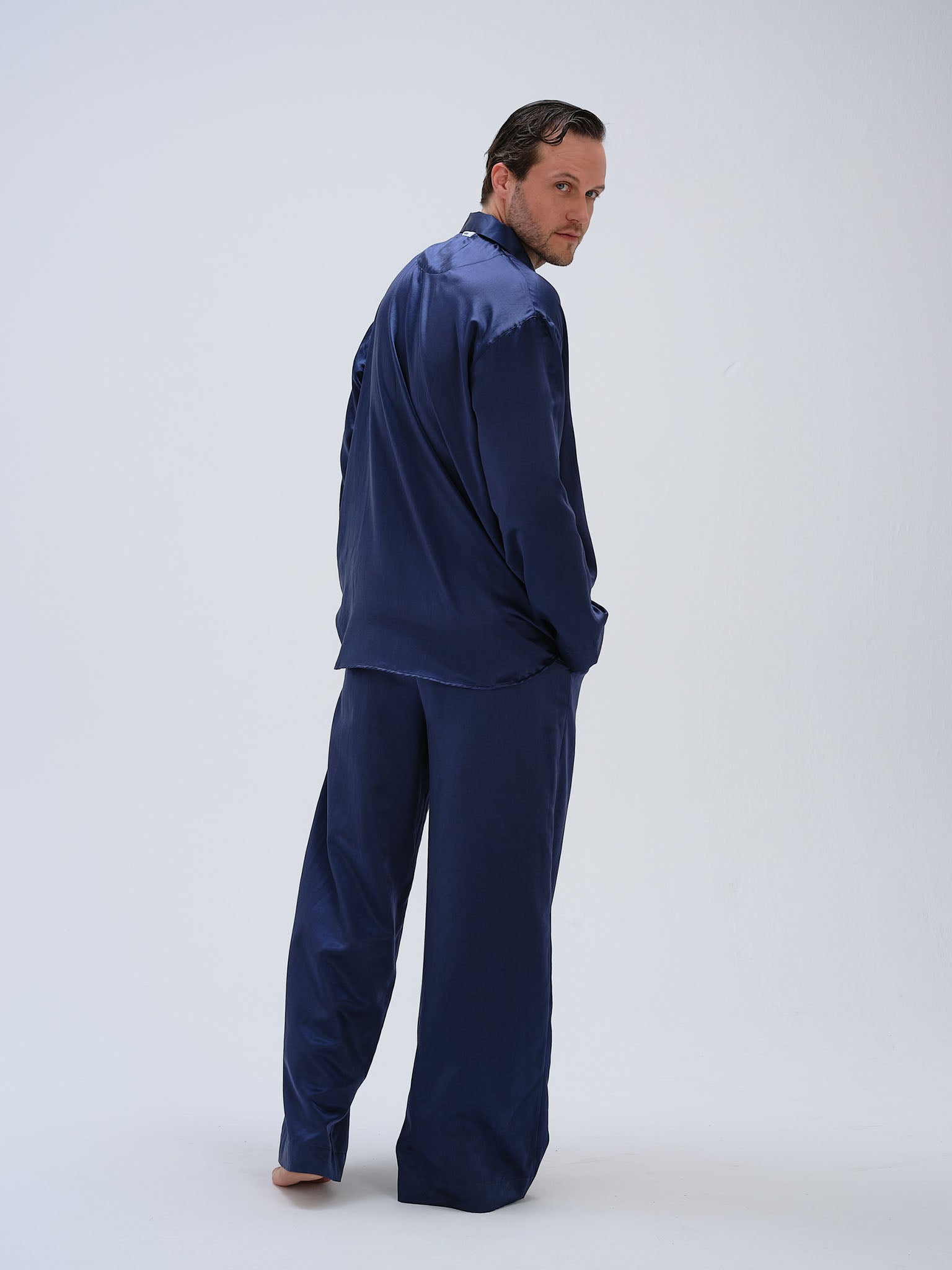Wideleg Pyjamahose - midnight blue