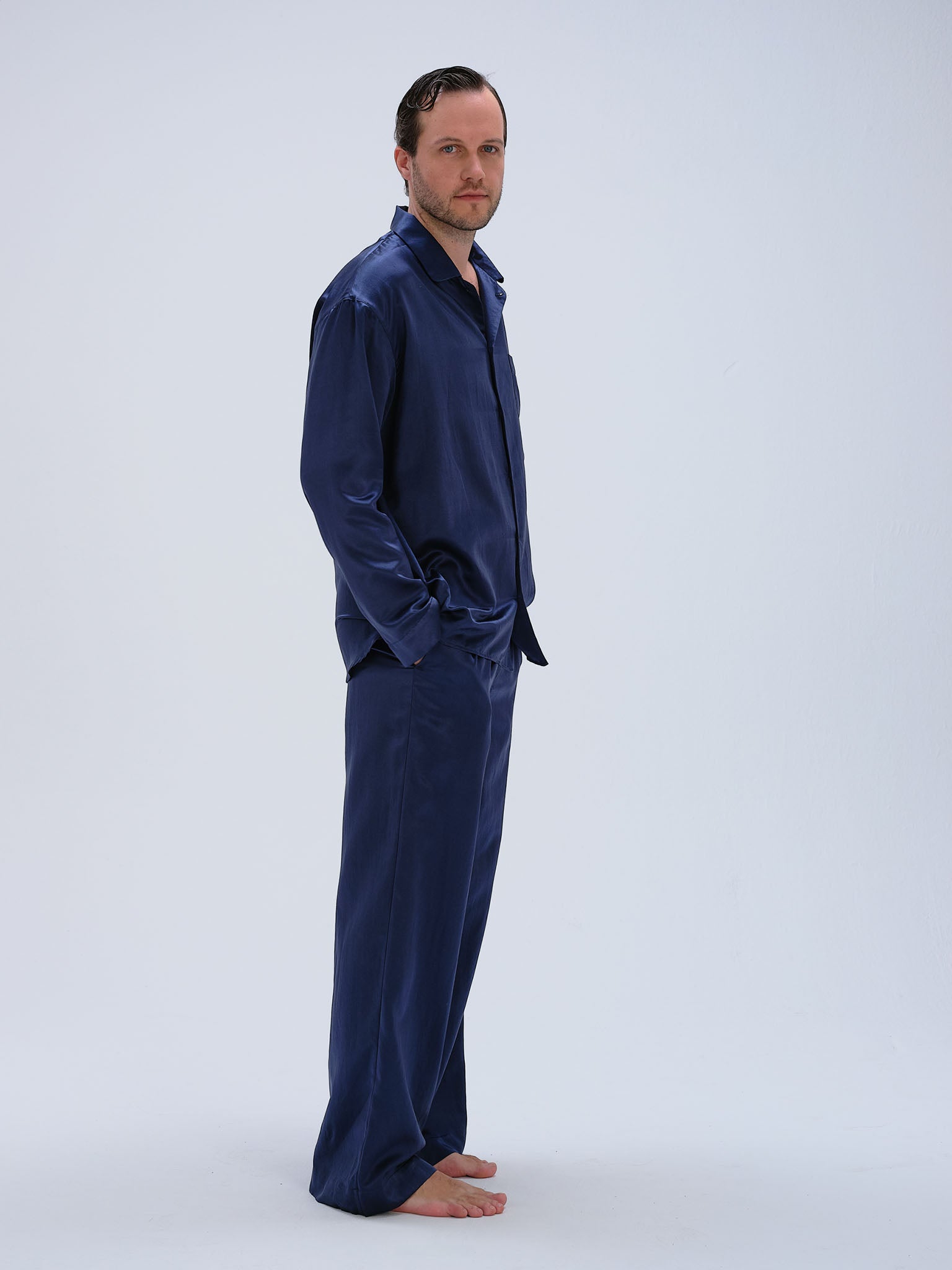 Wideleg Pyjamahose - midnight blue