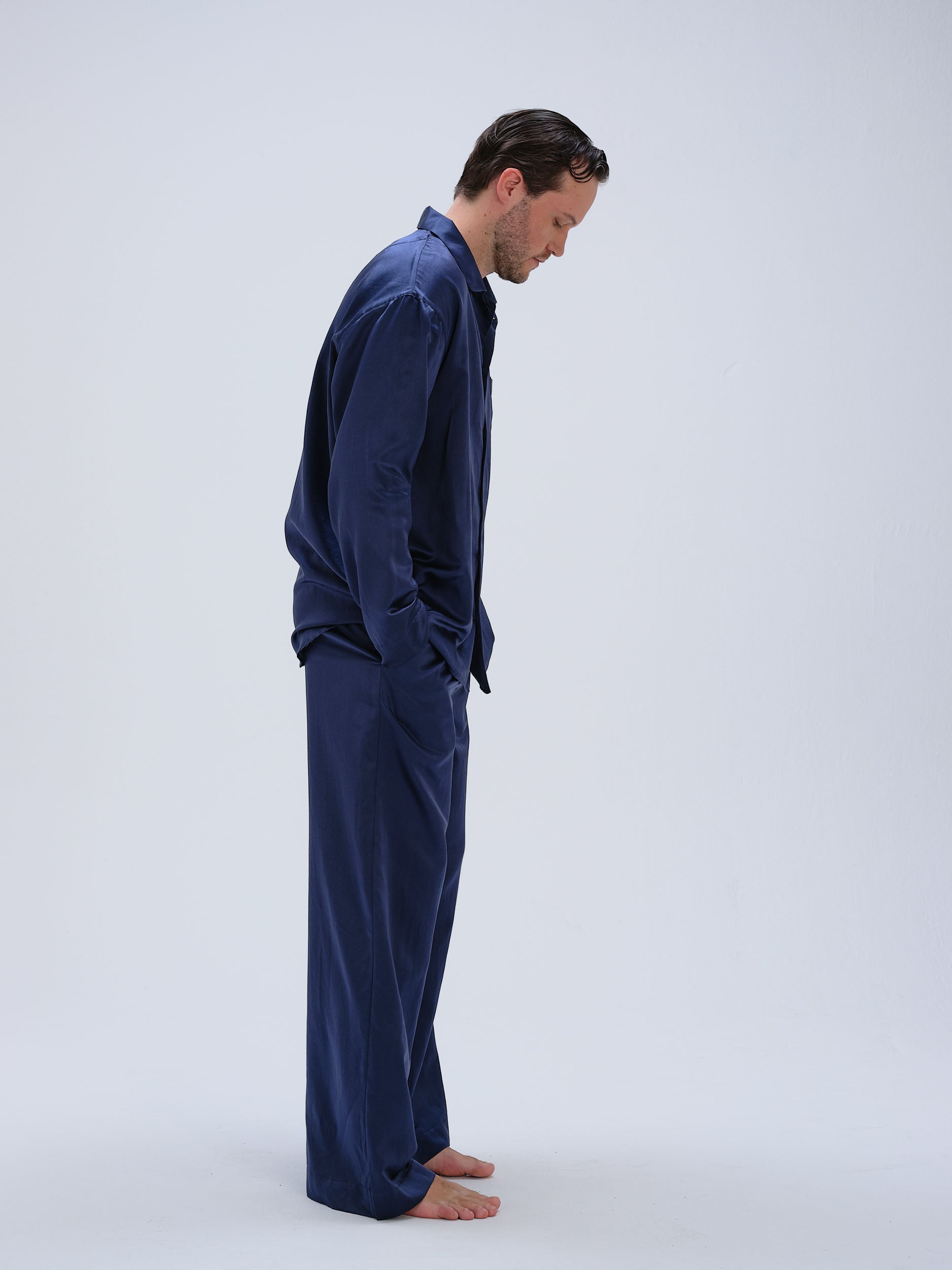 Wideleg Pyjamahose - midnight blue