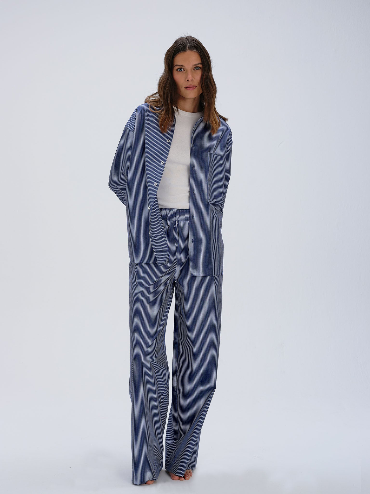 Wideleg Pyjama Pants - sailor blue stripe