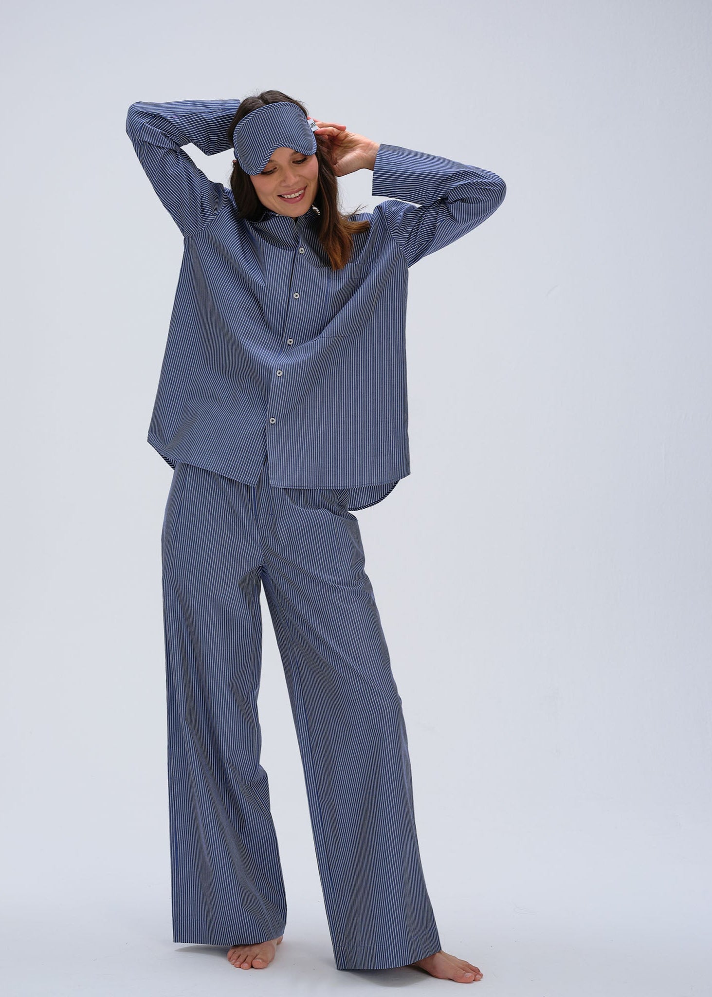 Schlafmaske - sailor blue stripe