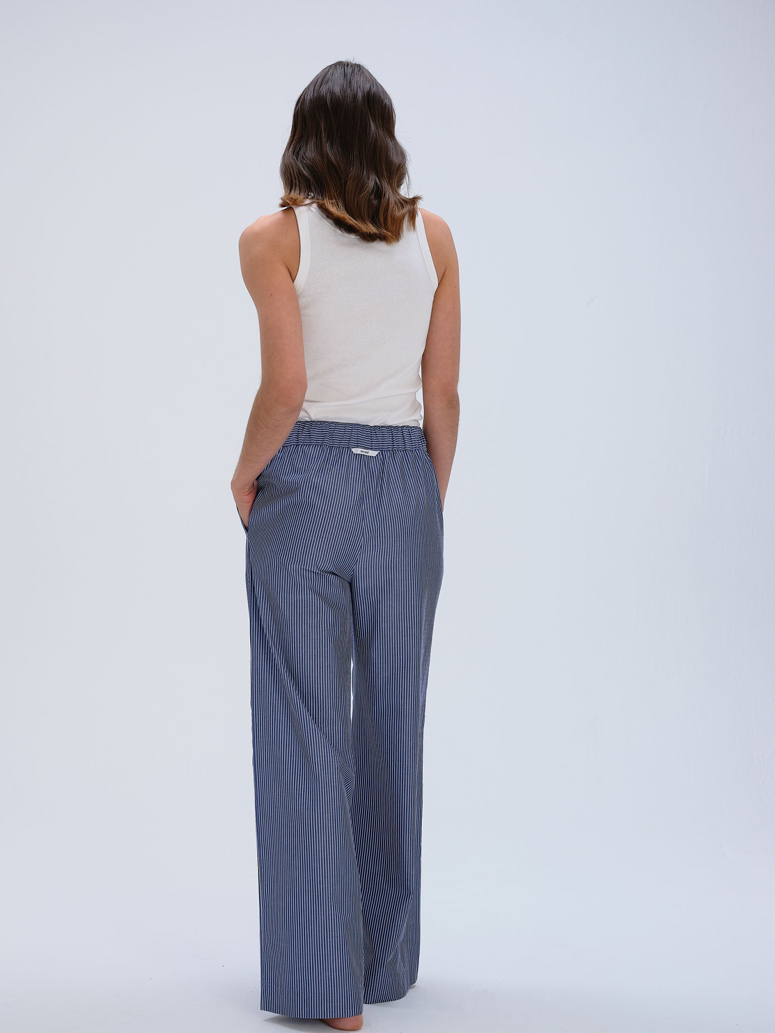 Wideleg Pyjama Pants - sailor blue stripe