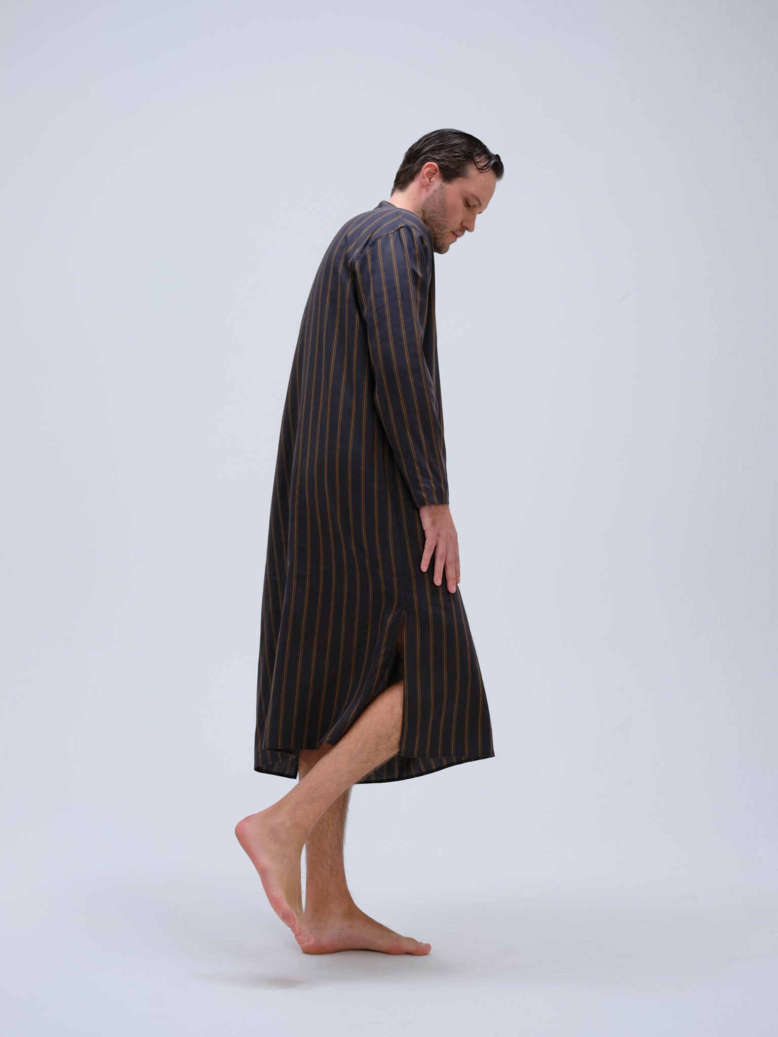 Nightshirt - toffee pinstripe