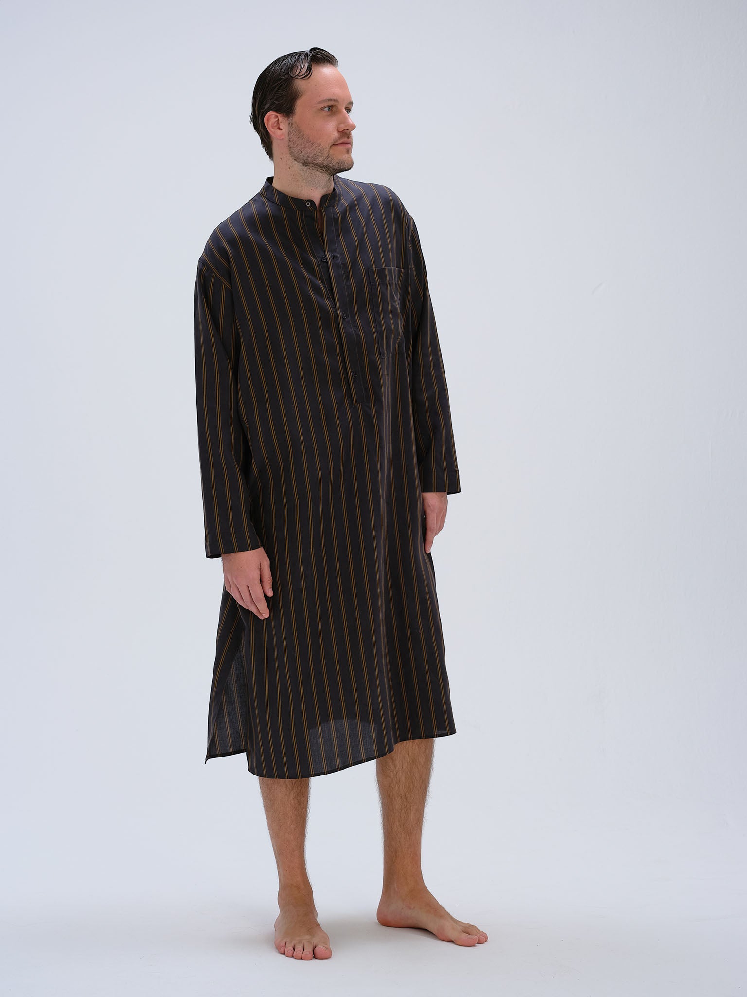 Nightshirt - toffee pinstripe