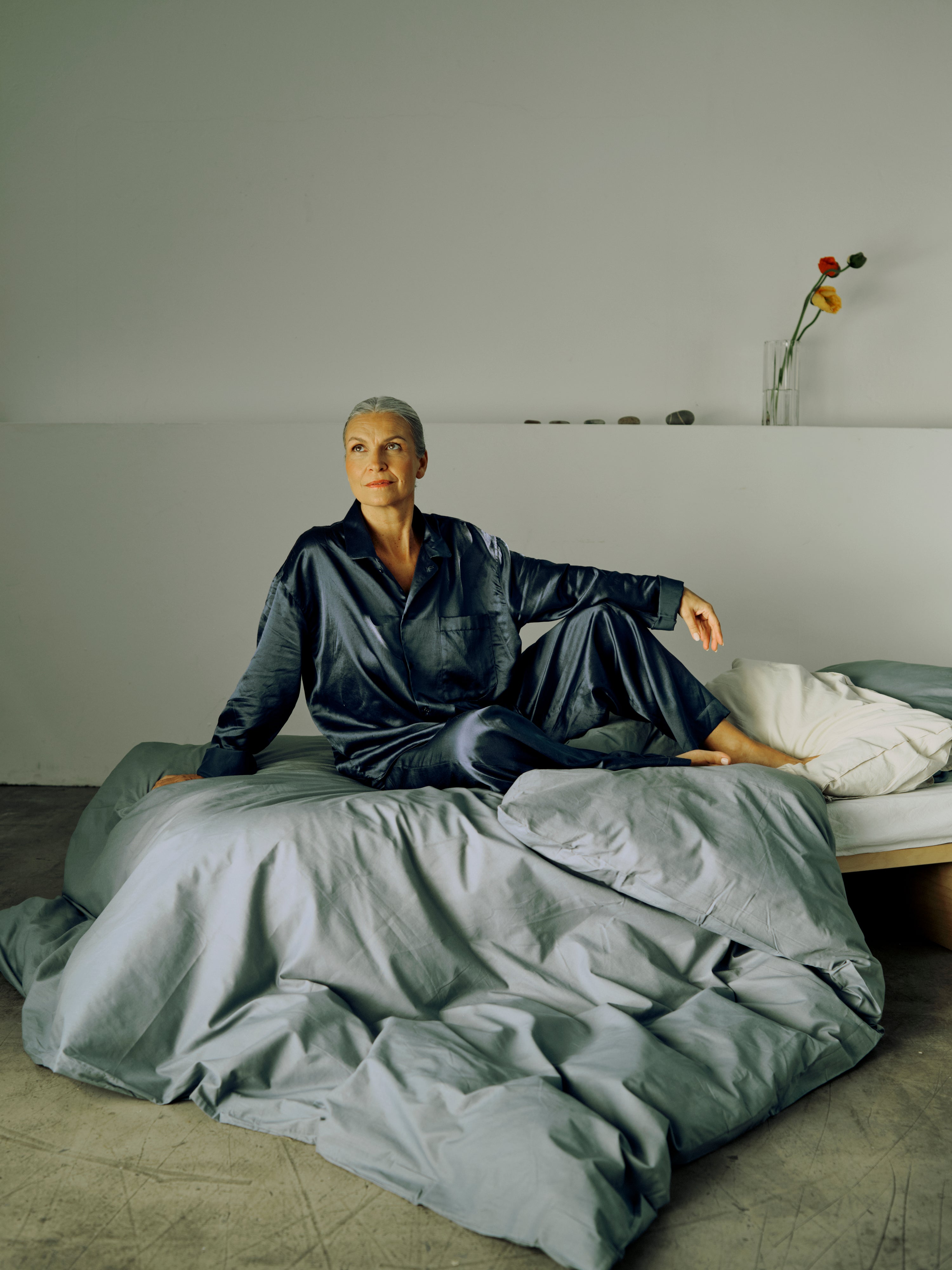 Wideleg Pyjamahose - midnight blue
