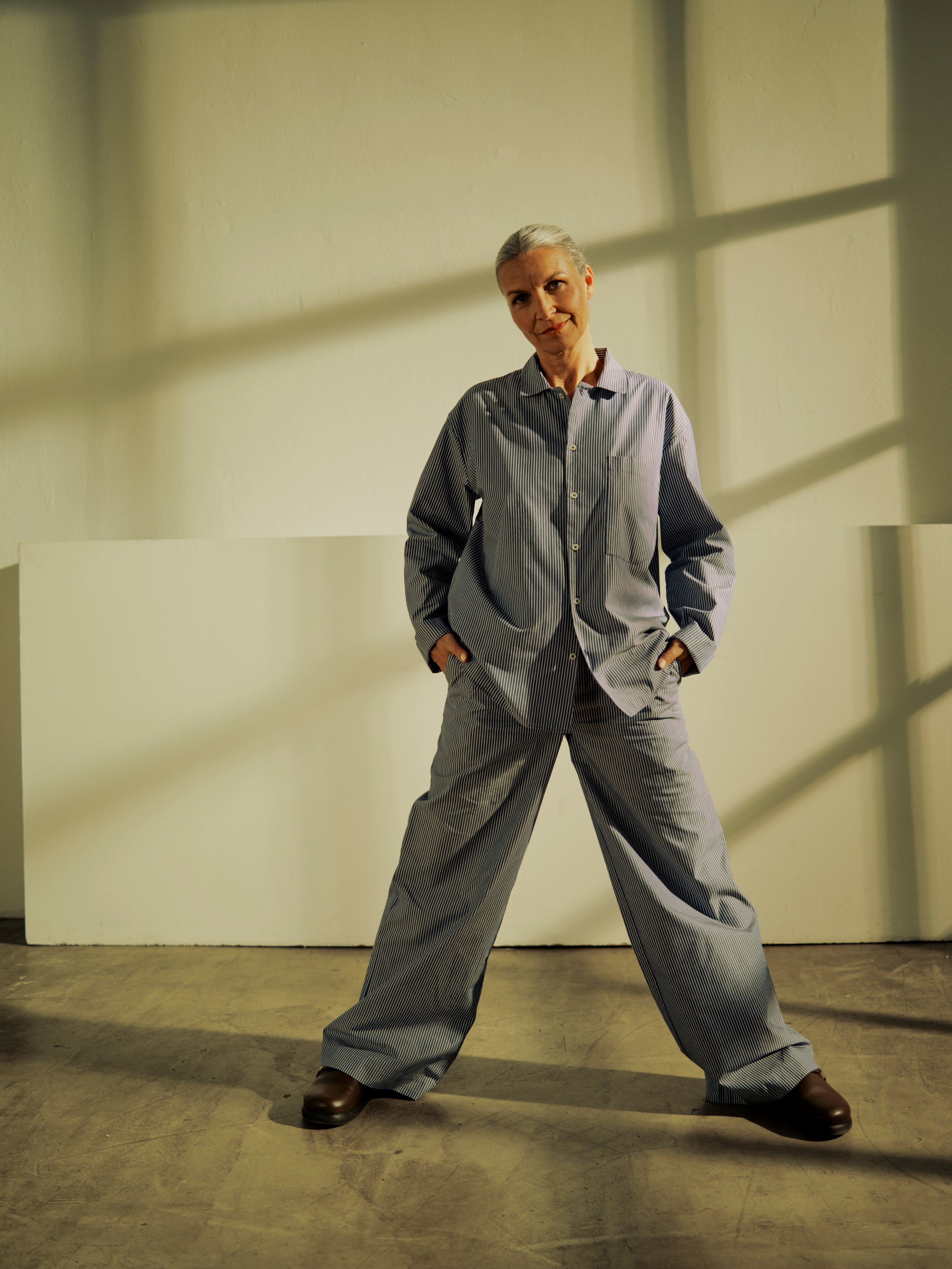 Wideleg Pyjama Pants - sailor blue stripe