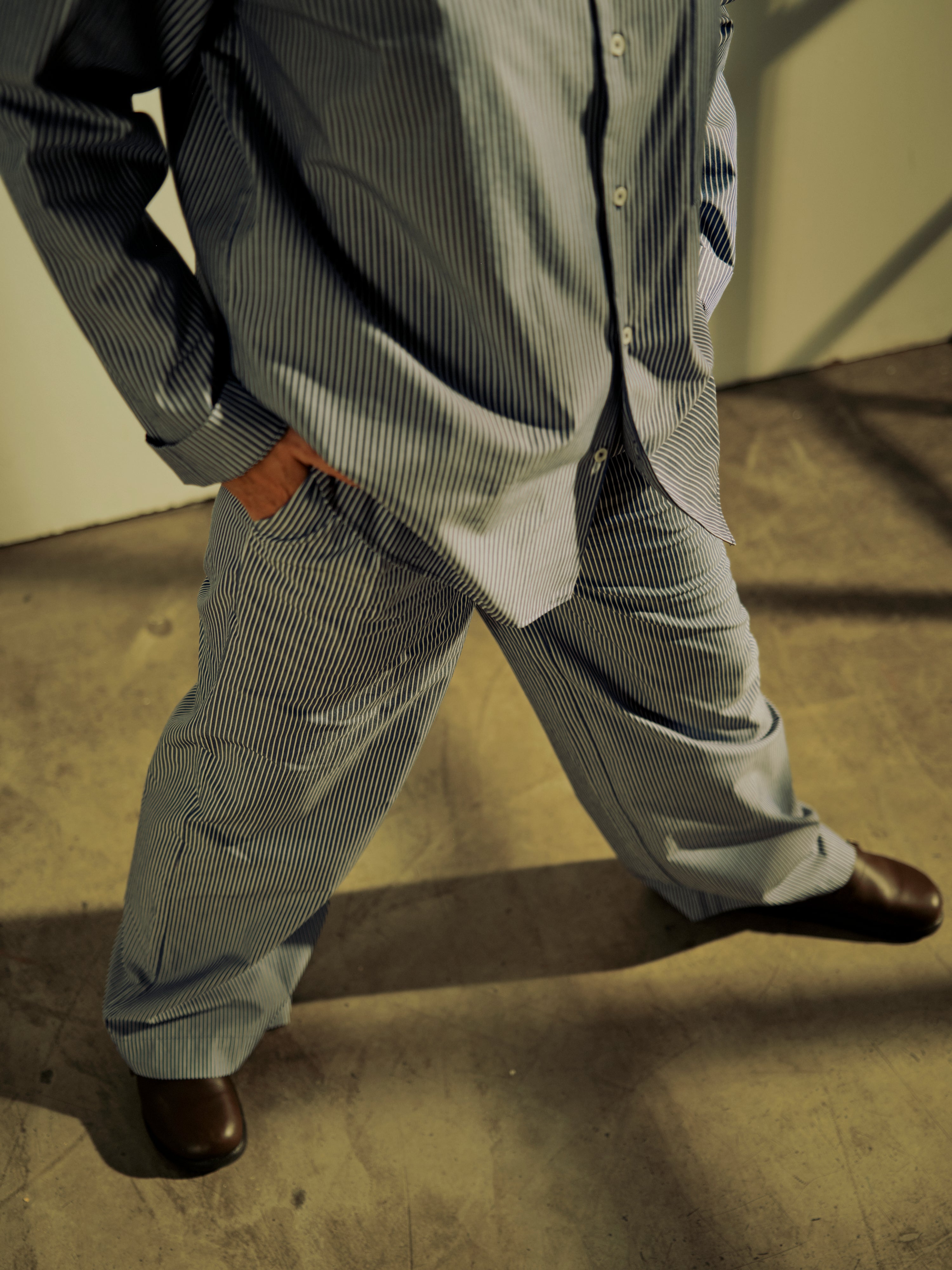 Wideleg Pyjama Pants - sailor blue stripe