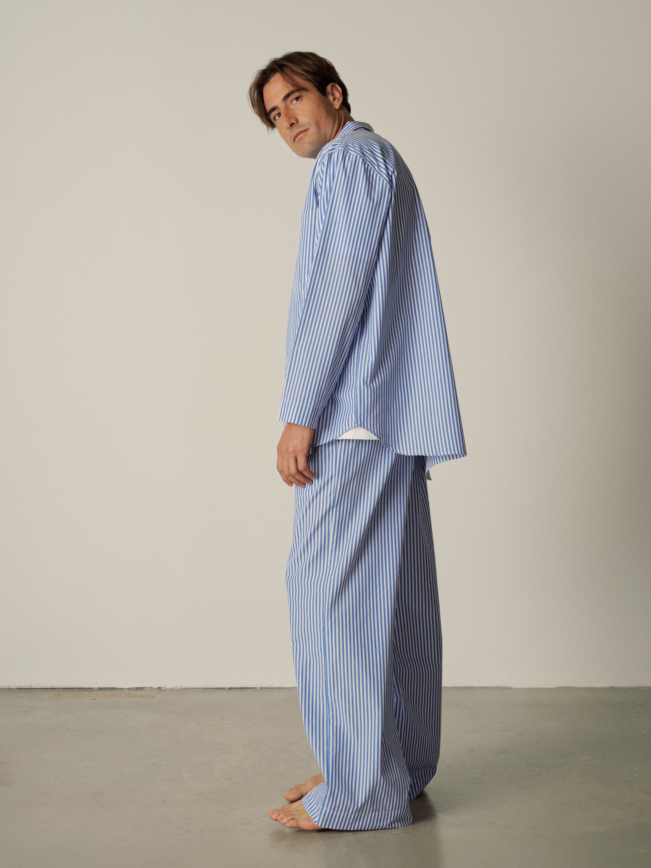 Pyjamahemd - indigo blue stripe