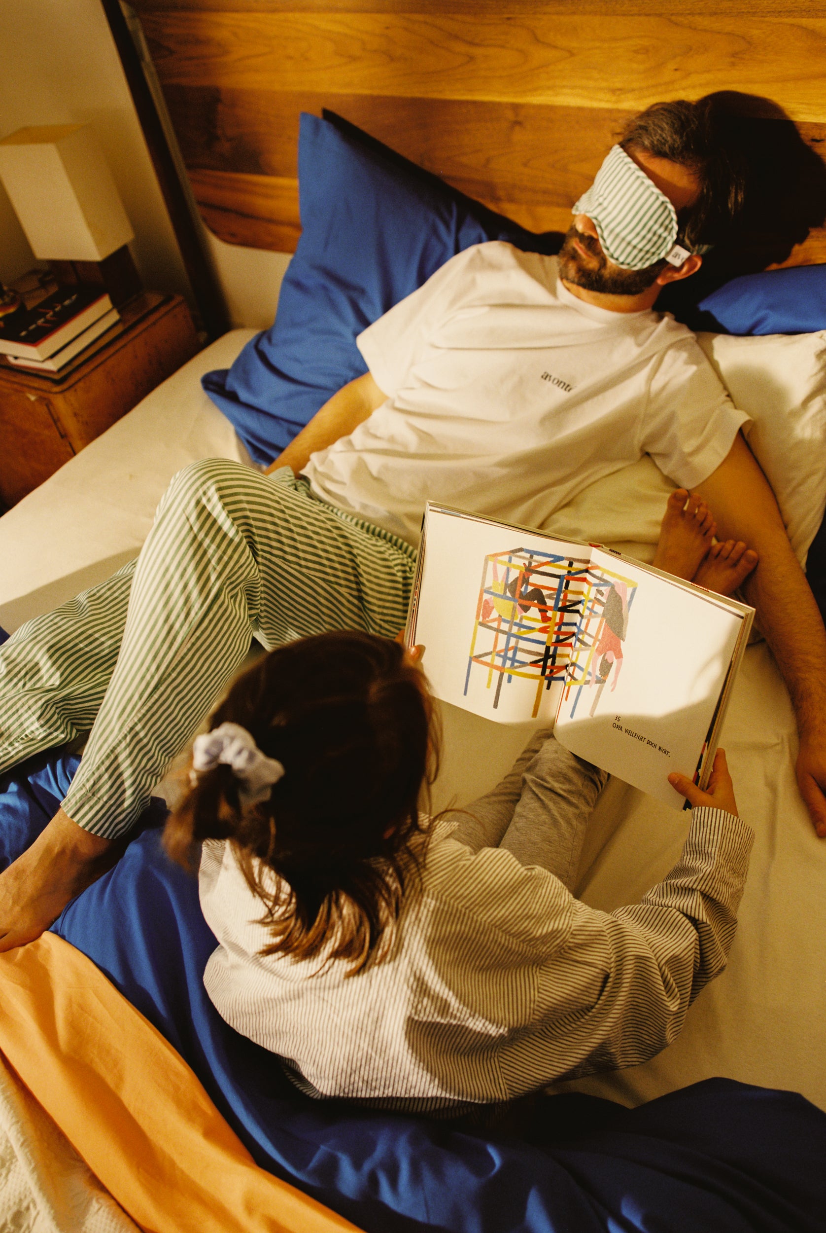 Sleep mask - gratitude green stripe