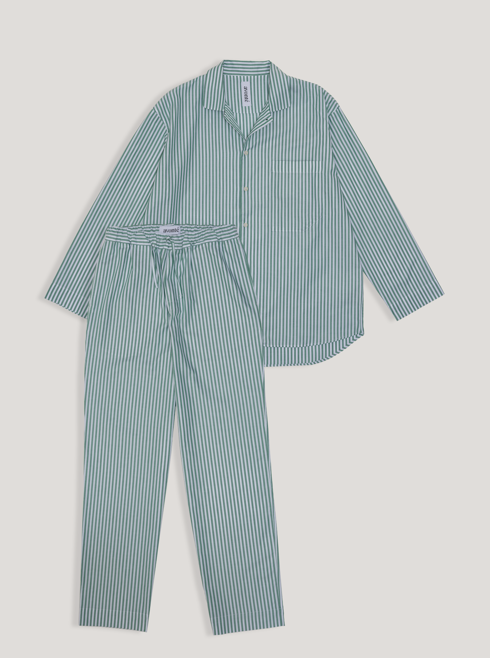 Pyjamaset (Hemd + Hose) - gratitude green stripe