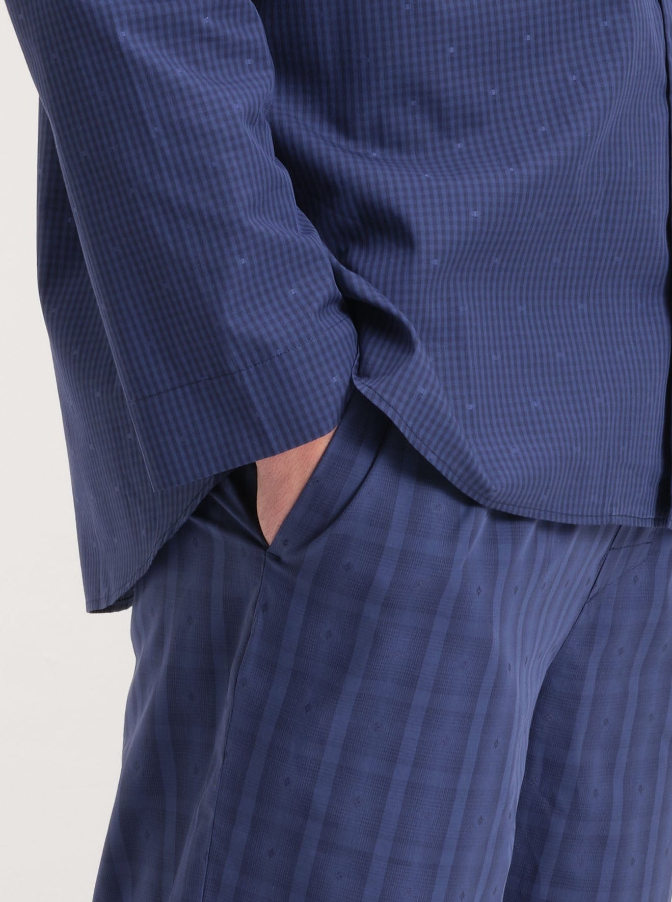 Pyjamahose - midnight navy big check