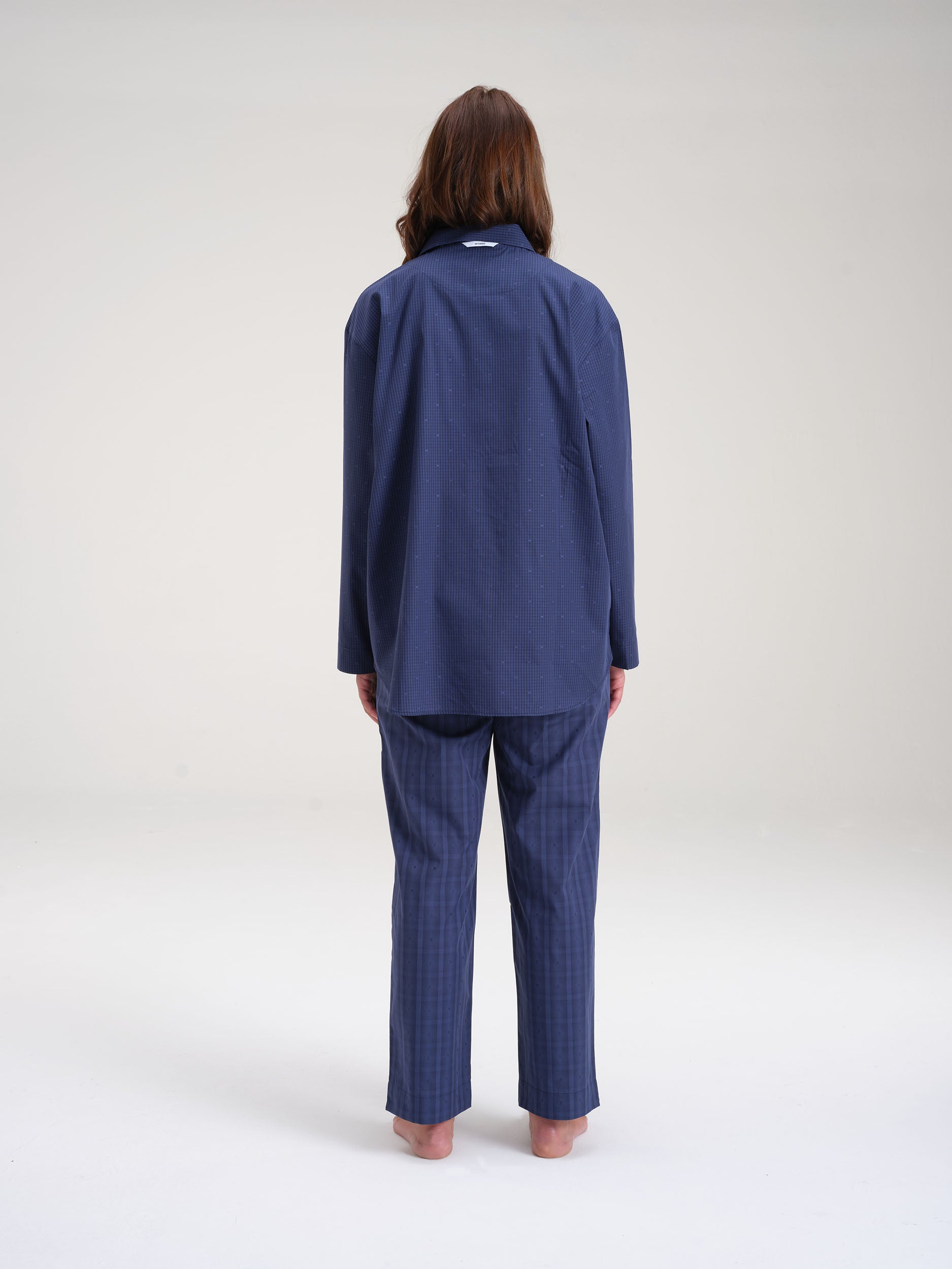 Pyjamahose - midnight navy big check