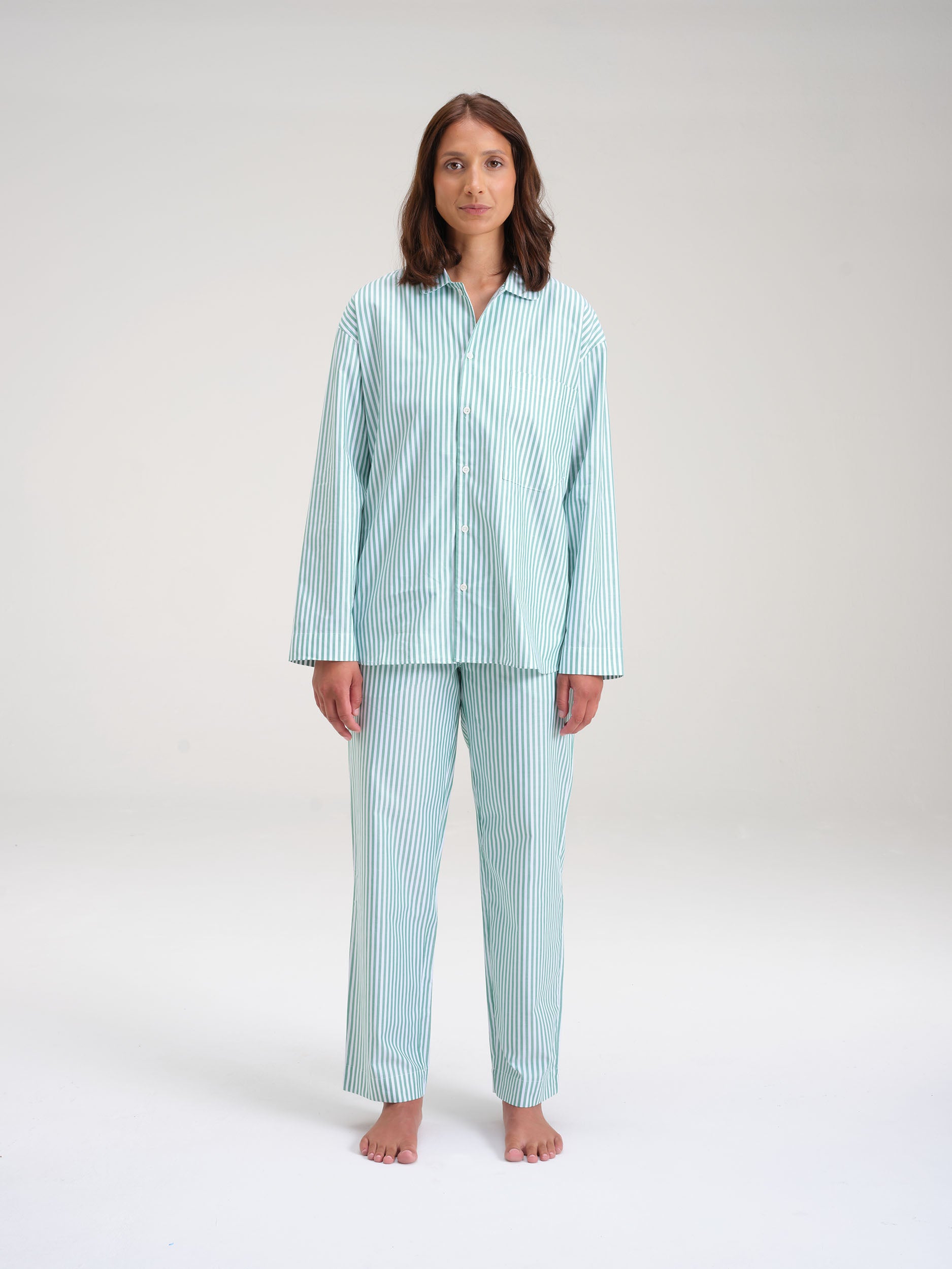 Pyjamaset (Hemd + Hose) - gratitude green stripe