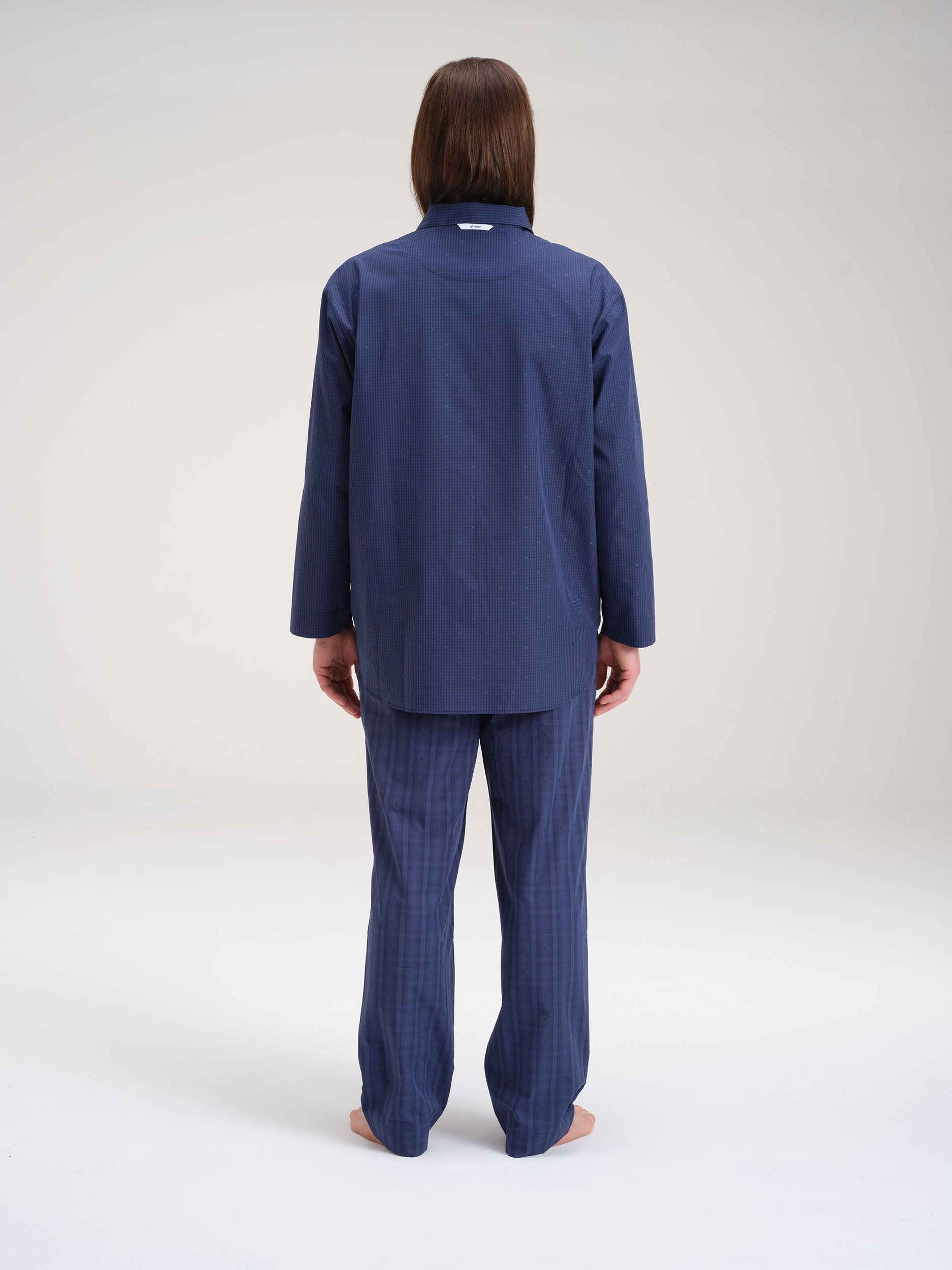 Pyjamahose - midnight navy big check