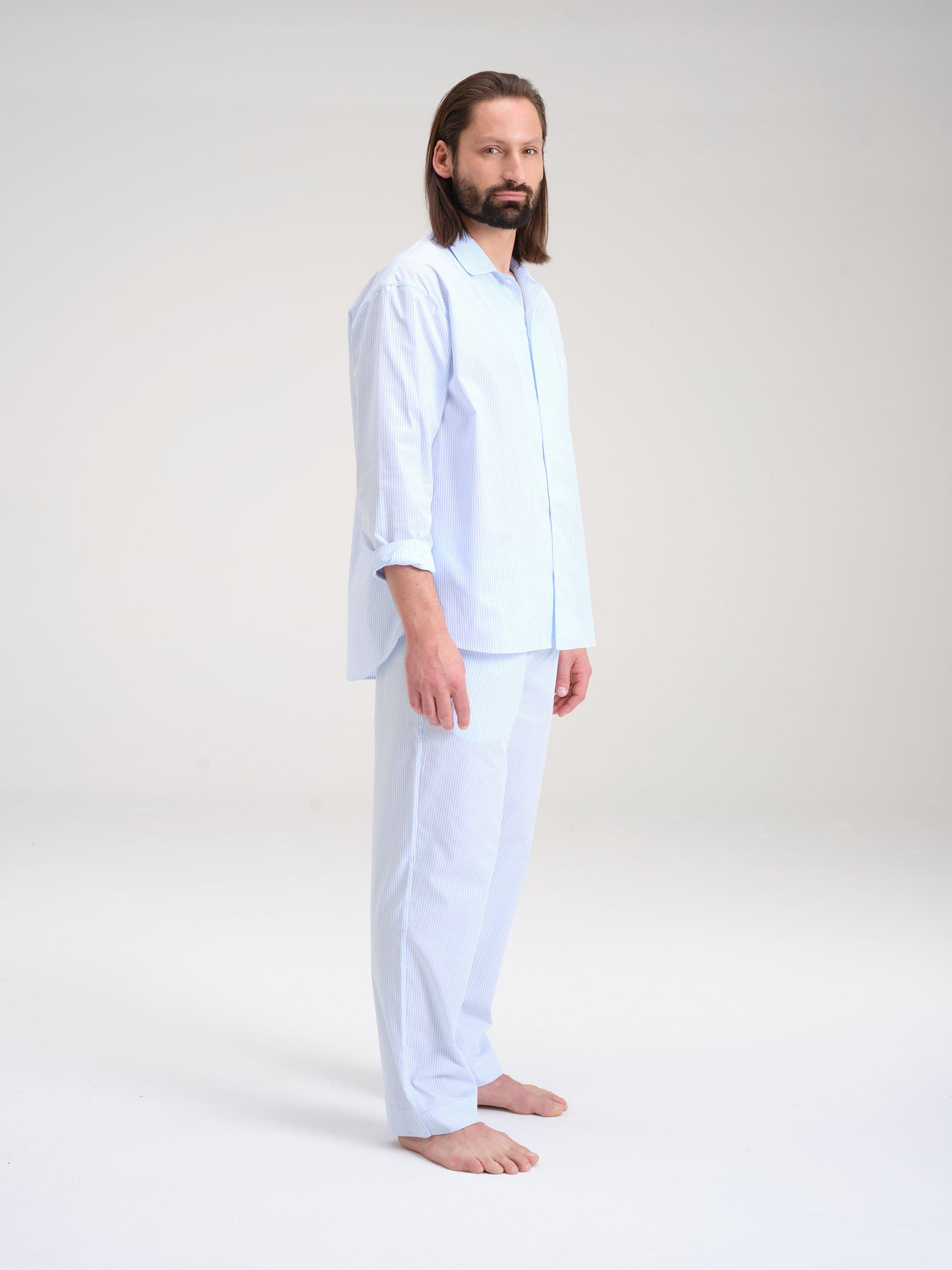Pyjama Shirt - brave blue stripe