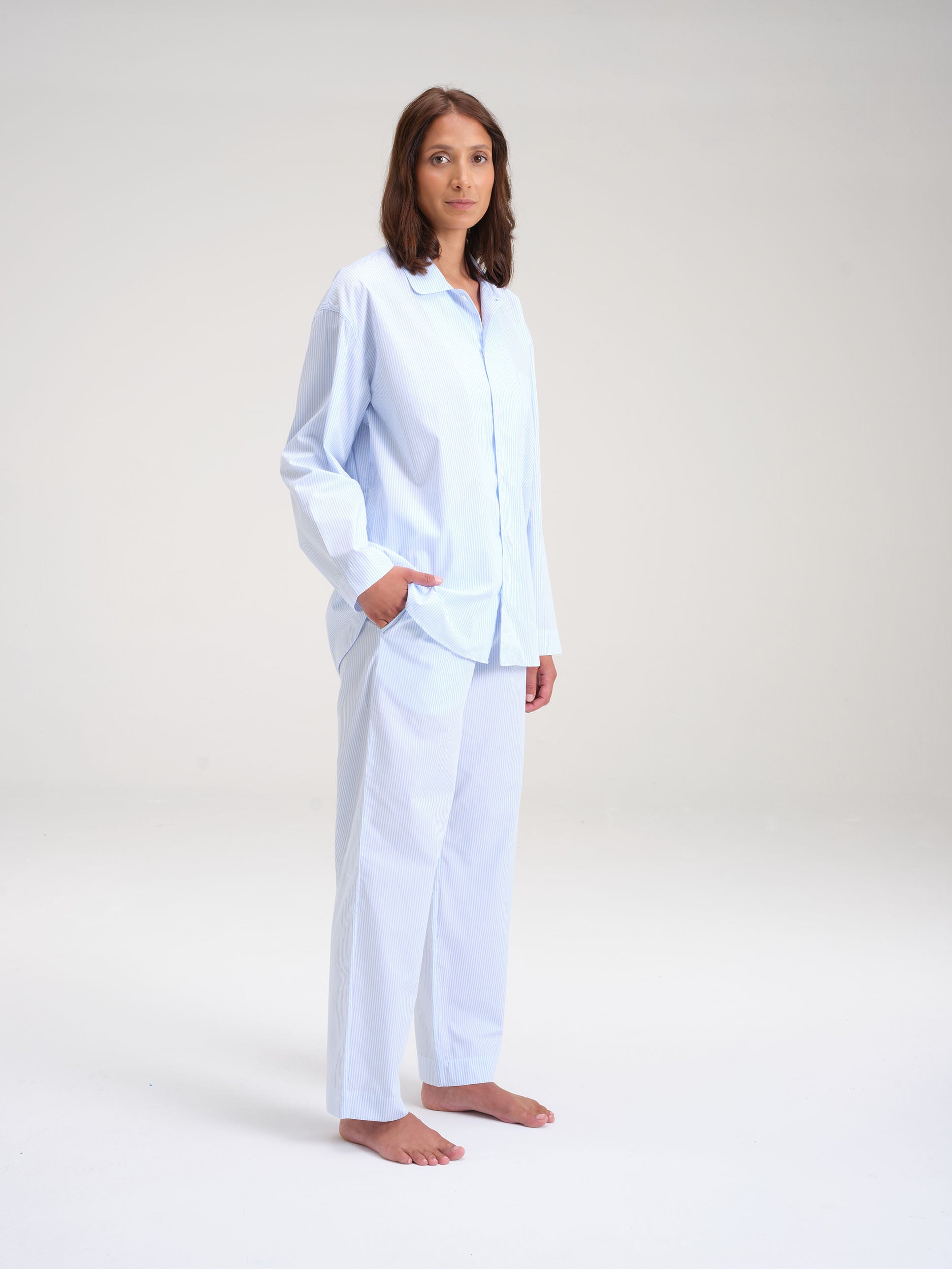 Pyjama Shirt - brave blue stripe