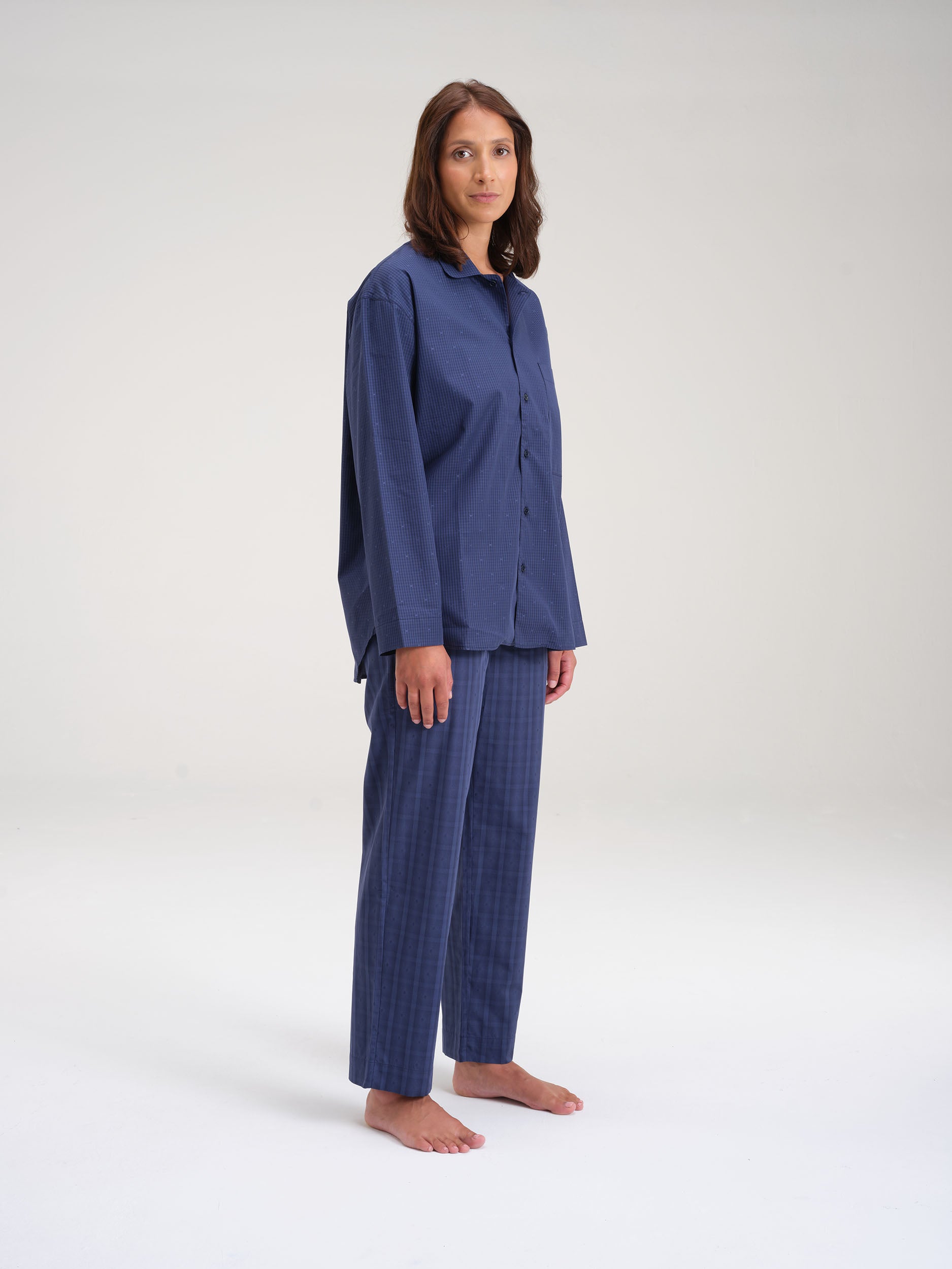Pyjama Shirt - midnight navy check