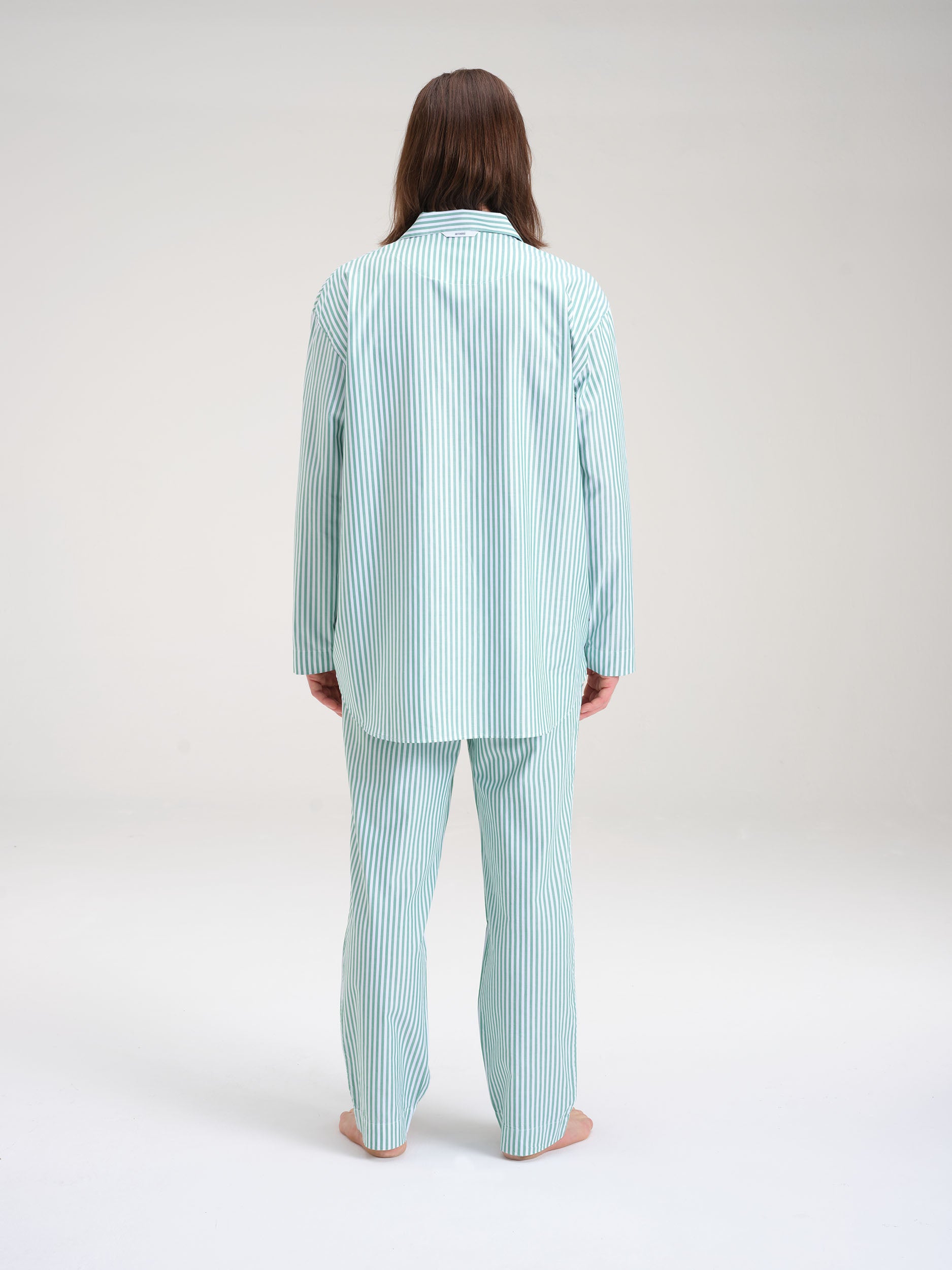 Pyjamaset (Hemd + Hose) - gratitude green stripe