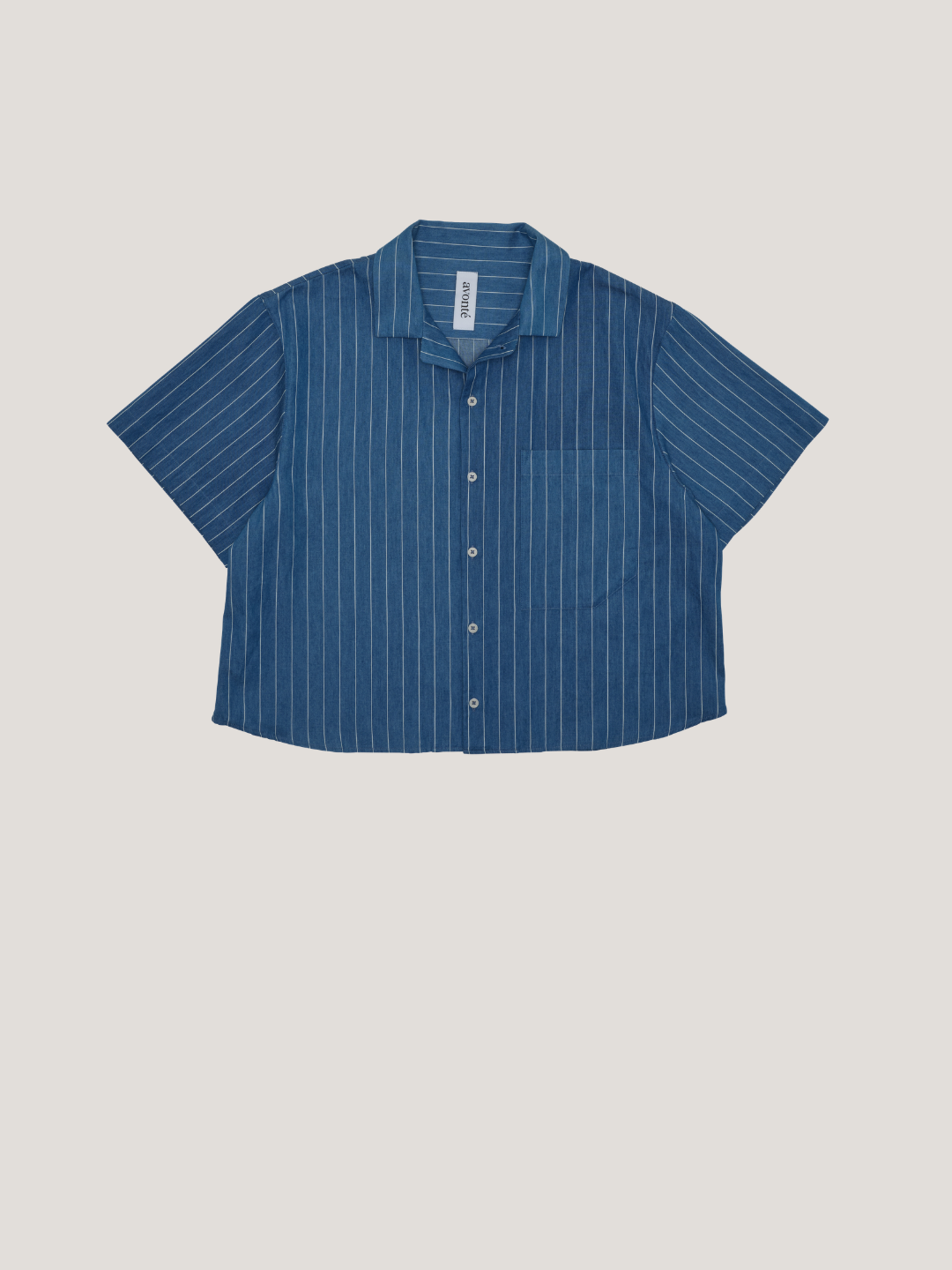 (Im)perfect Cropped Short-Sleeve Shirt - ocean pinstripe - S