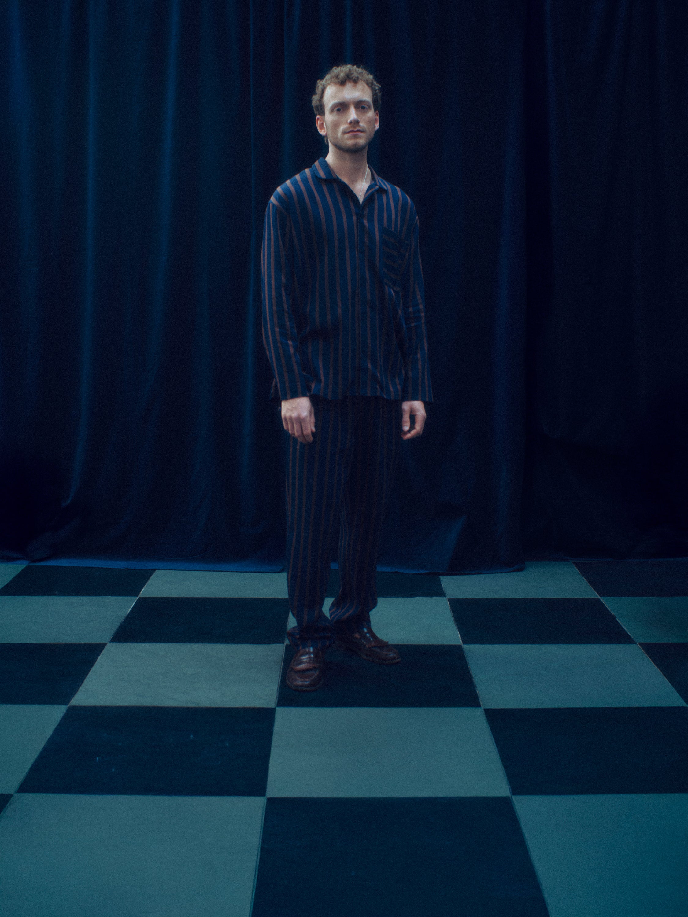 Pyjamahemd - chocolate night stripe