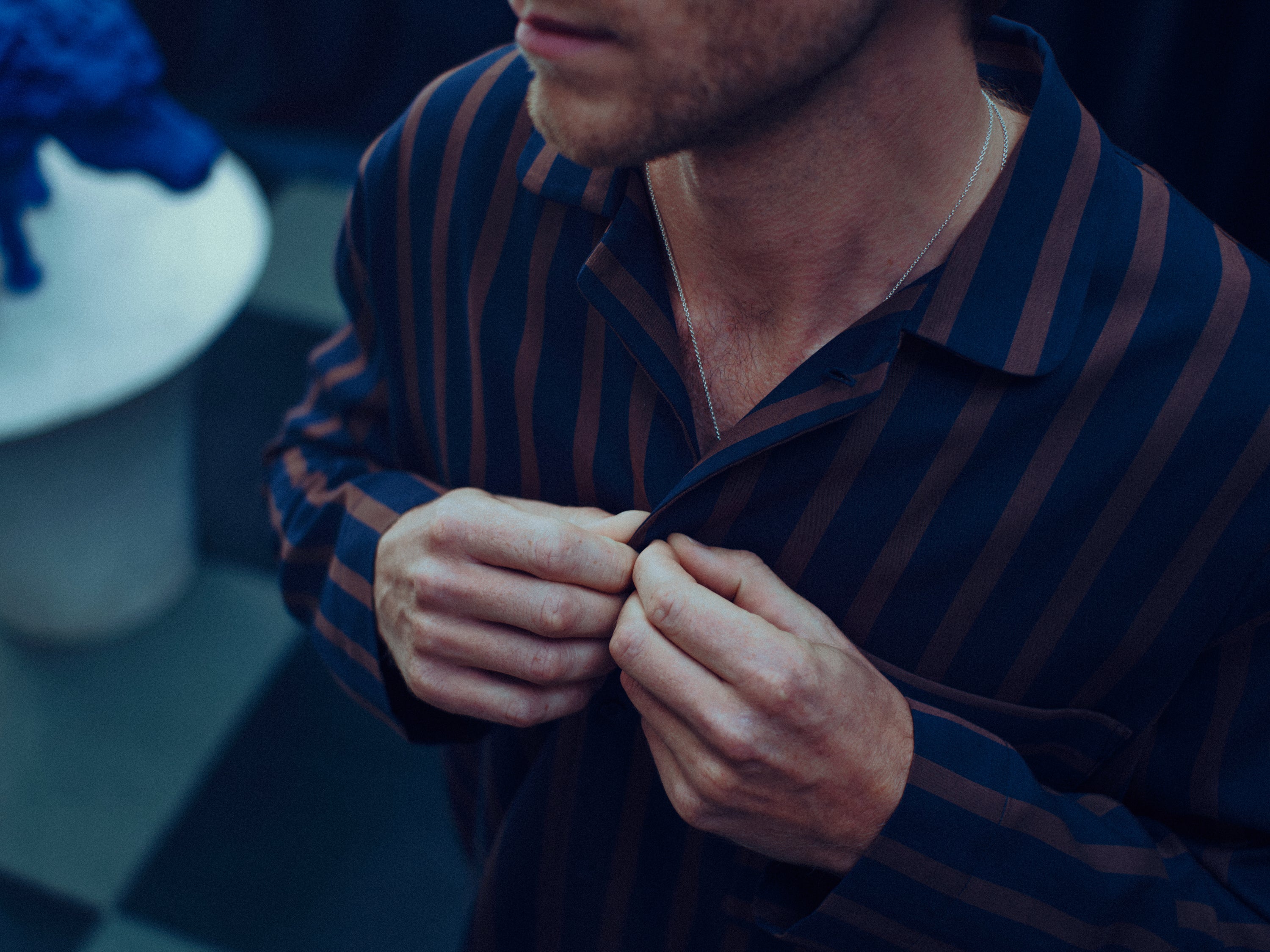 Pyjamahemd - chocolate night stripe