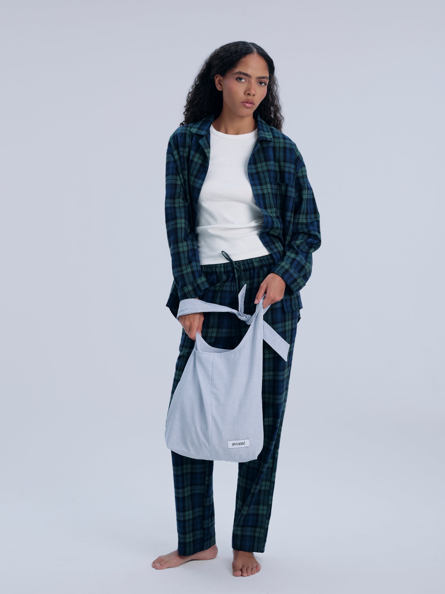 Tasche - powder blue stripe