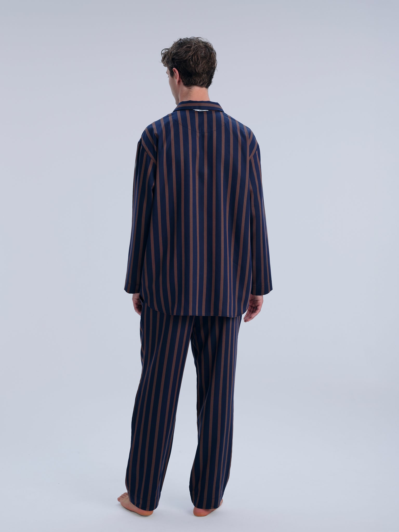Pyjamahemd - chocolate night stripe