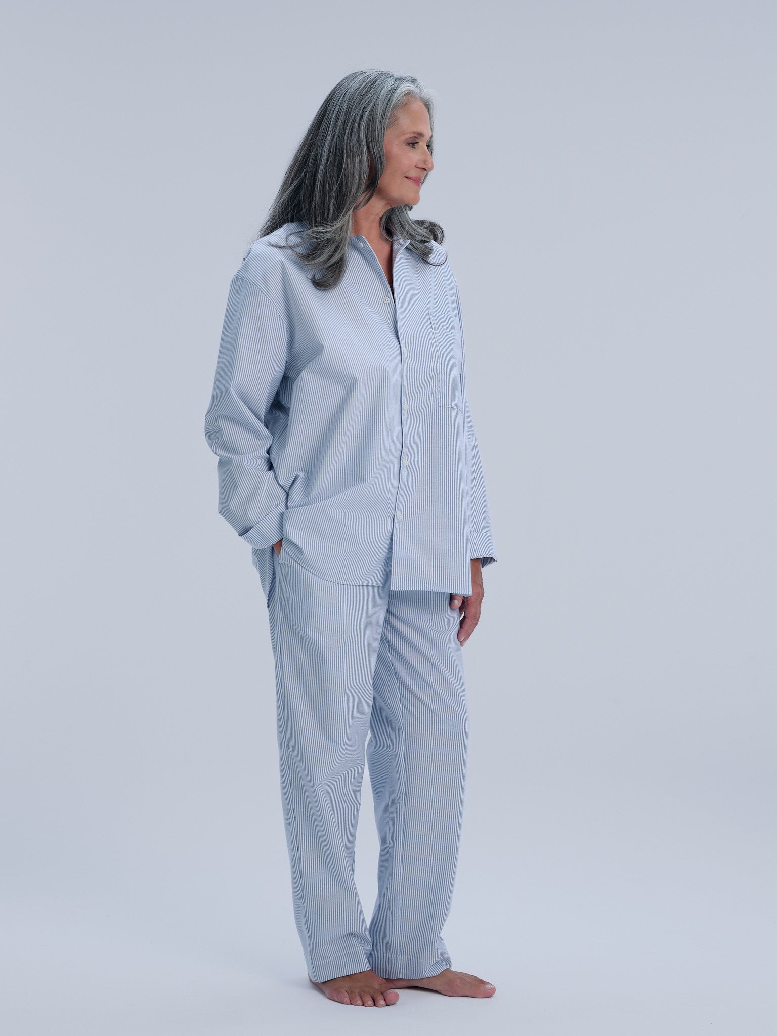 Pyjamahose - powder blue stripe