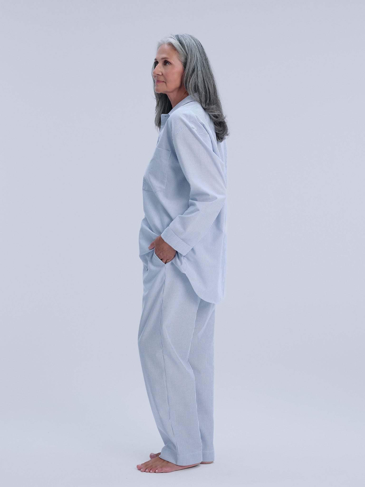 Pyjamahose - powder blue stripe
