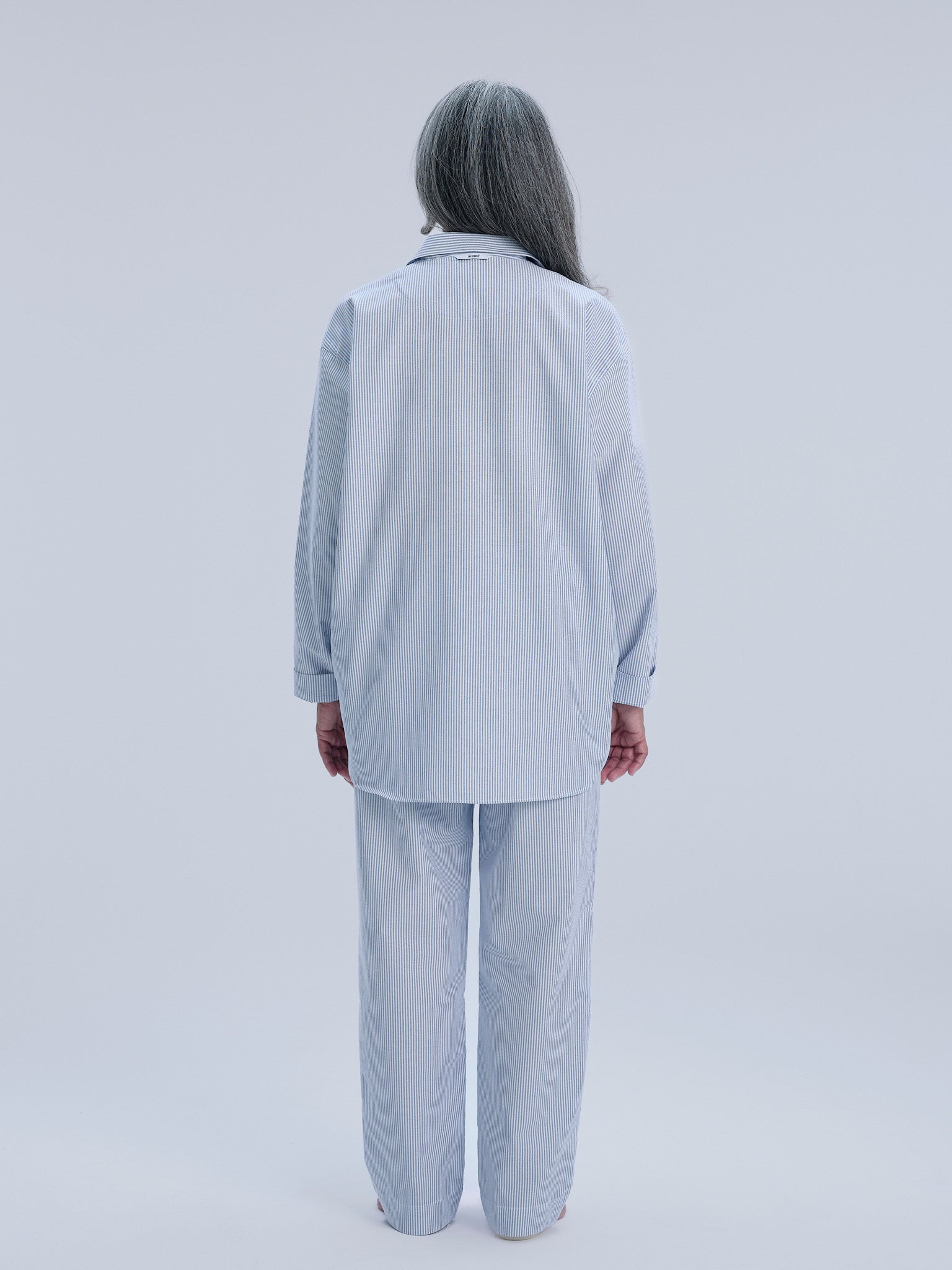 Pyjamahemd - powder blue stripe