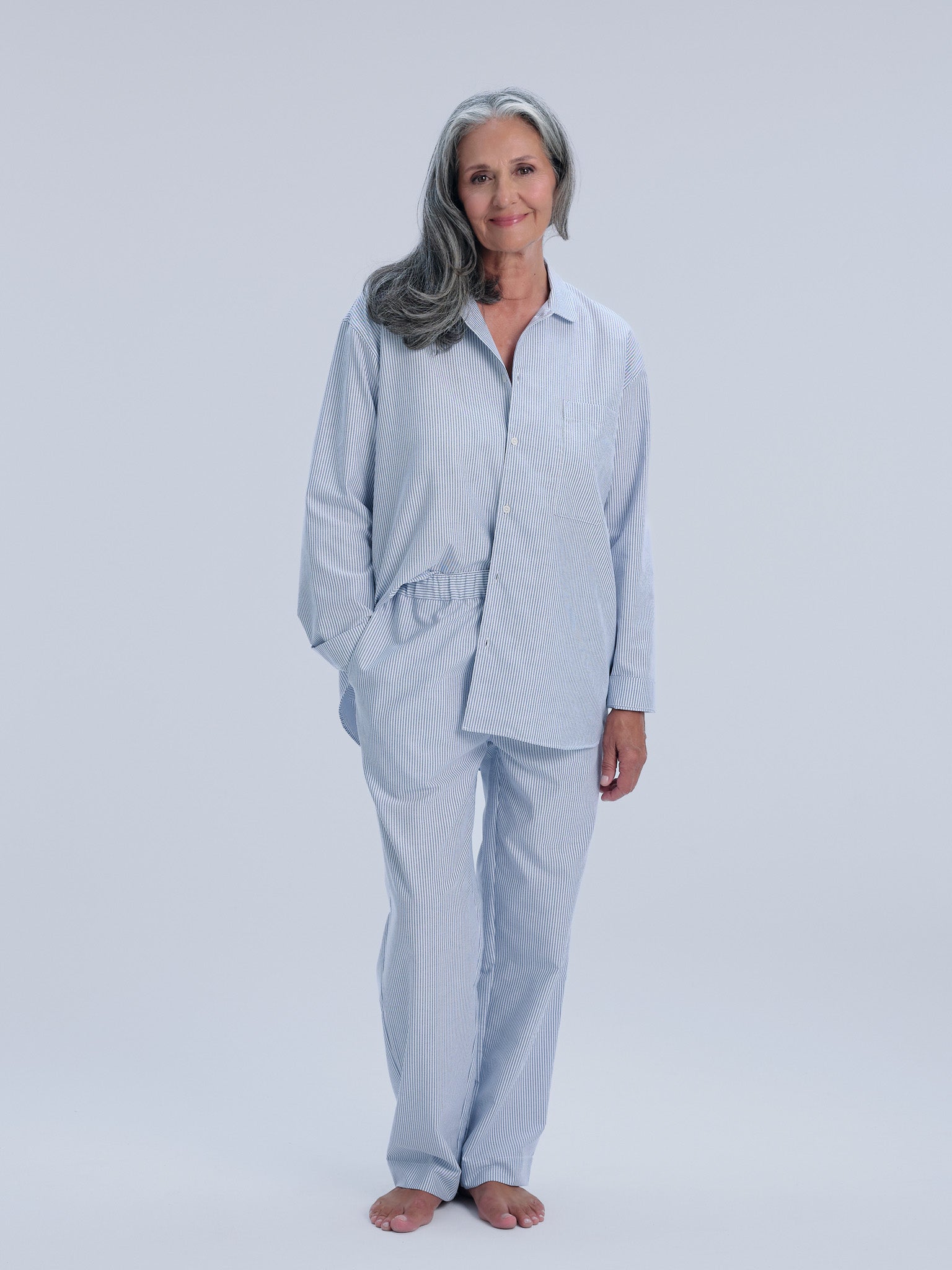 Pyjamahose - powder blue stripe