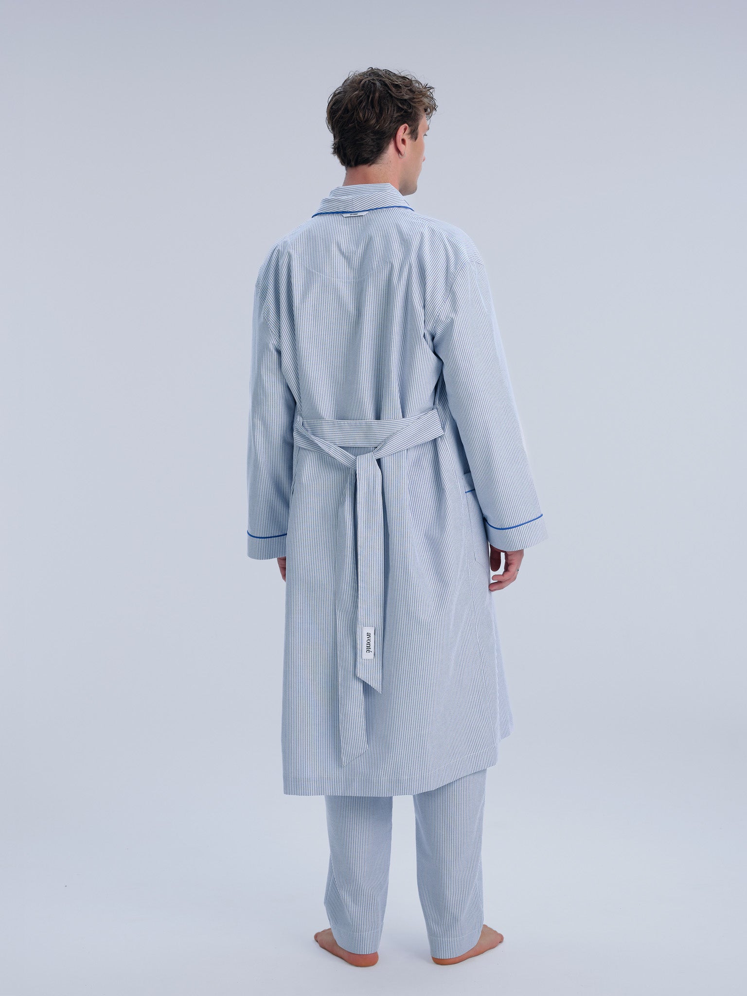 Morgenmantel - powder blue stripe