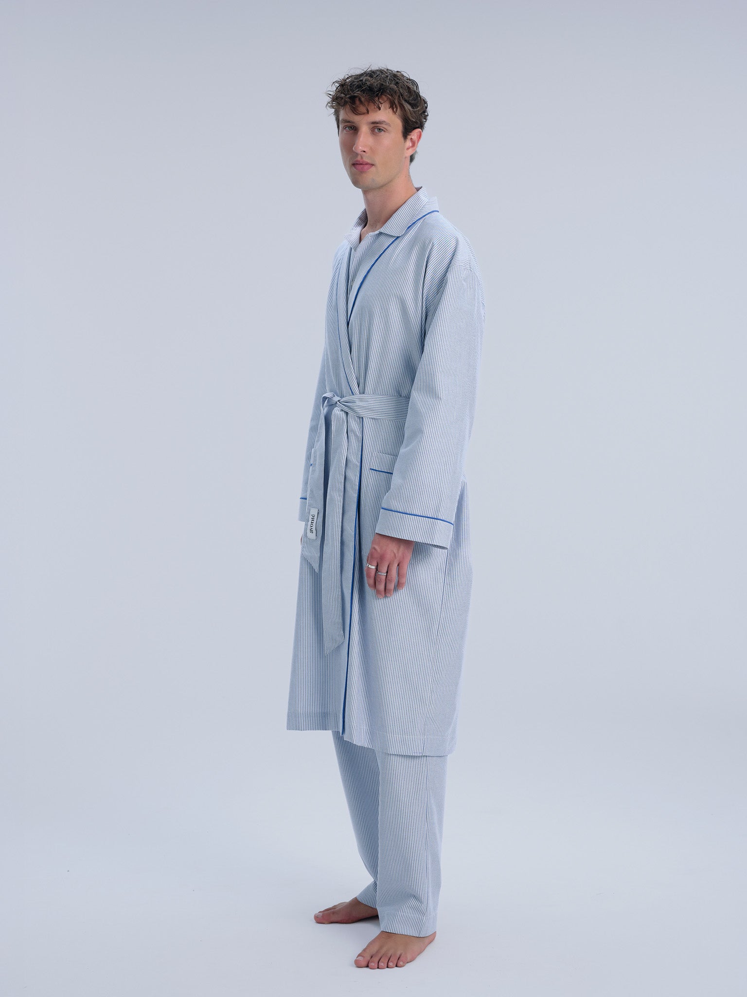 Morgenmantel - powder blue stripe