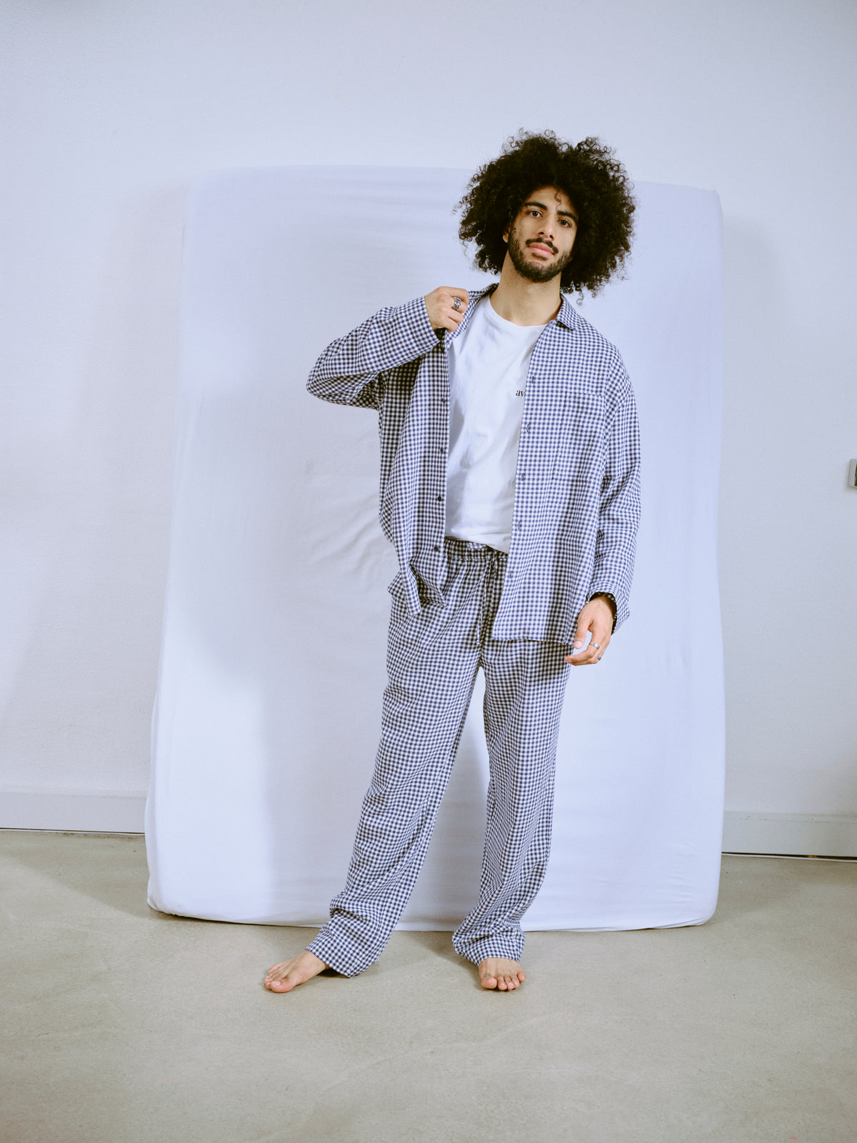 Pyjamahemd - little navy check