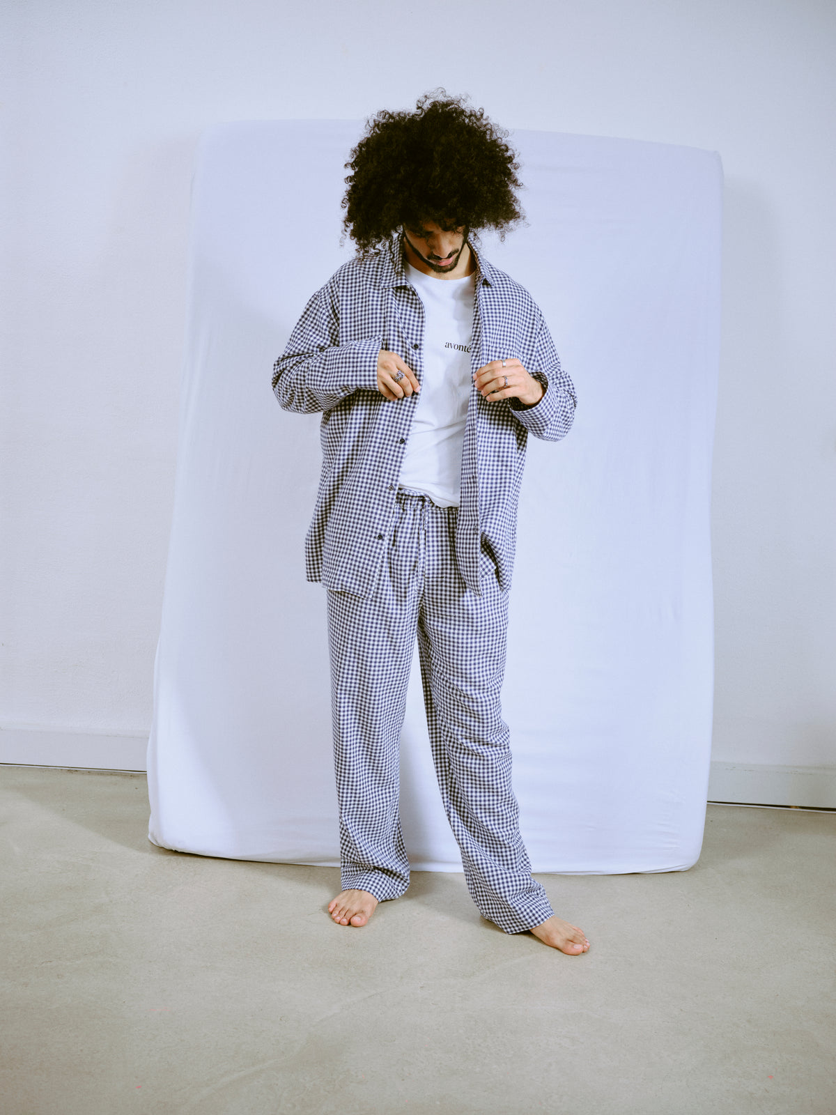 Pyjamahemd - little navy check