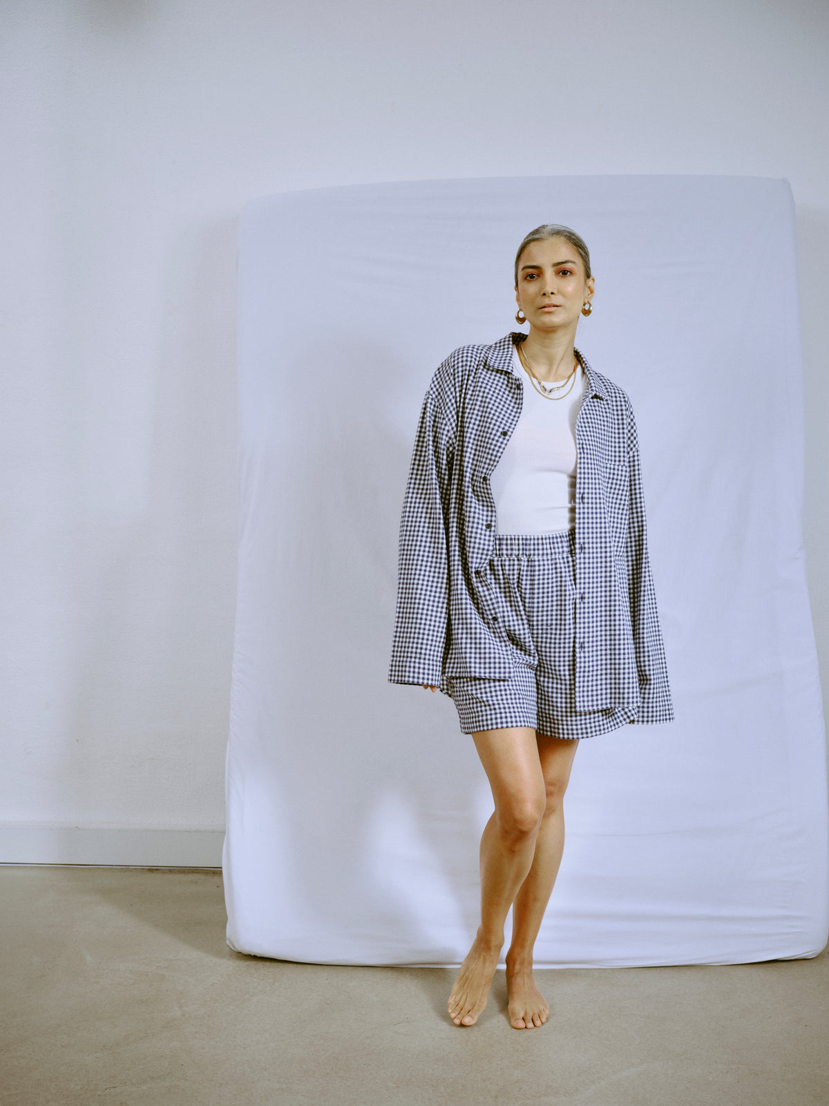 Pyjamahemd - little navy check