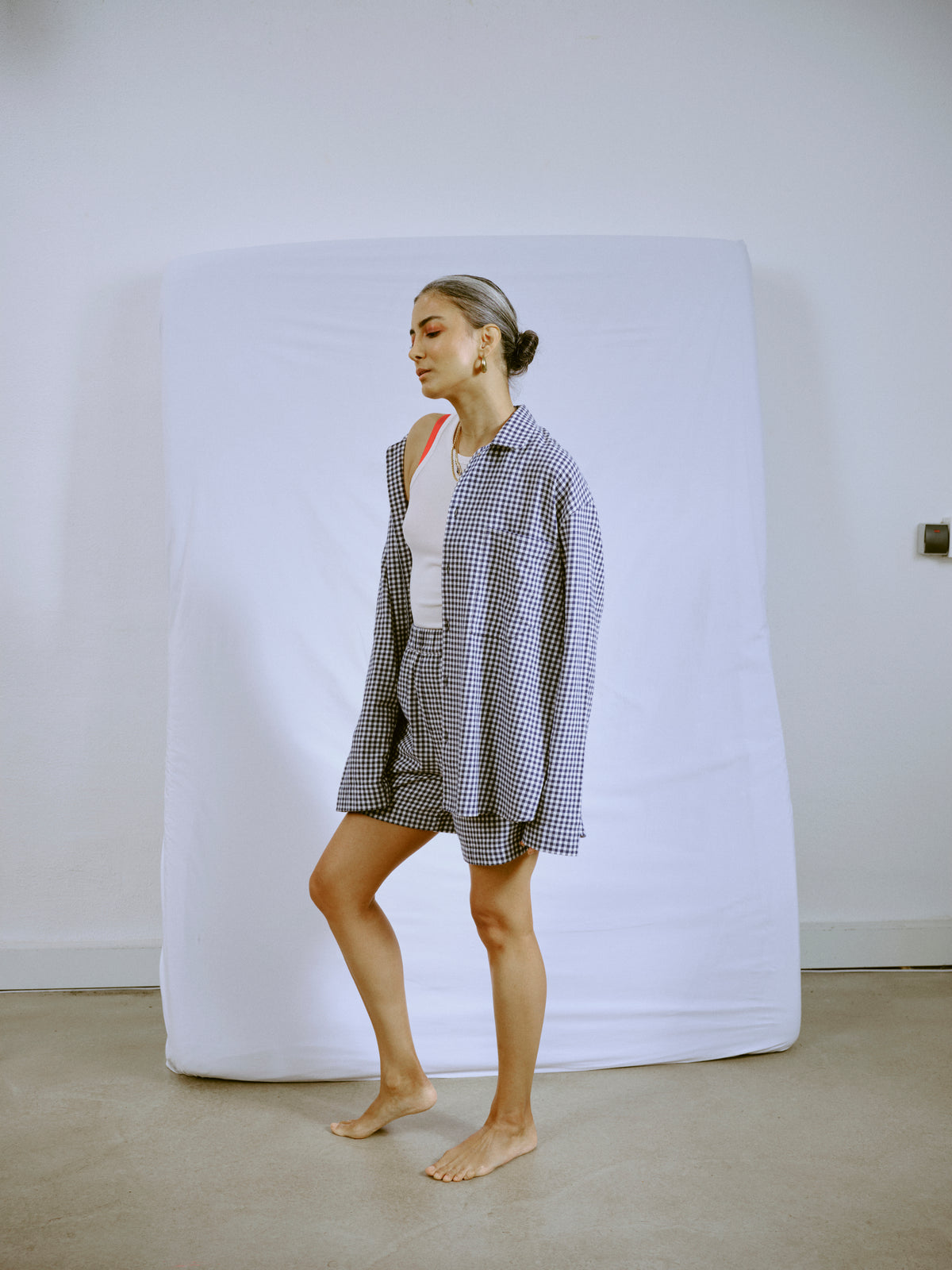 Pyjamahemd - little navy check