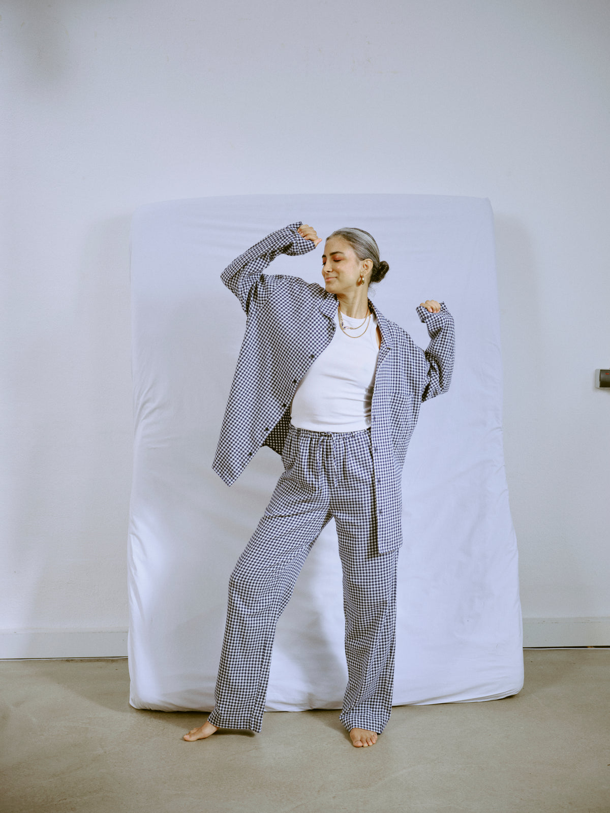 Pyjamaset (Shirt+ Pants) - little navy check