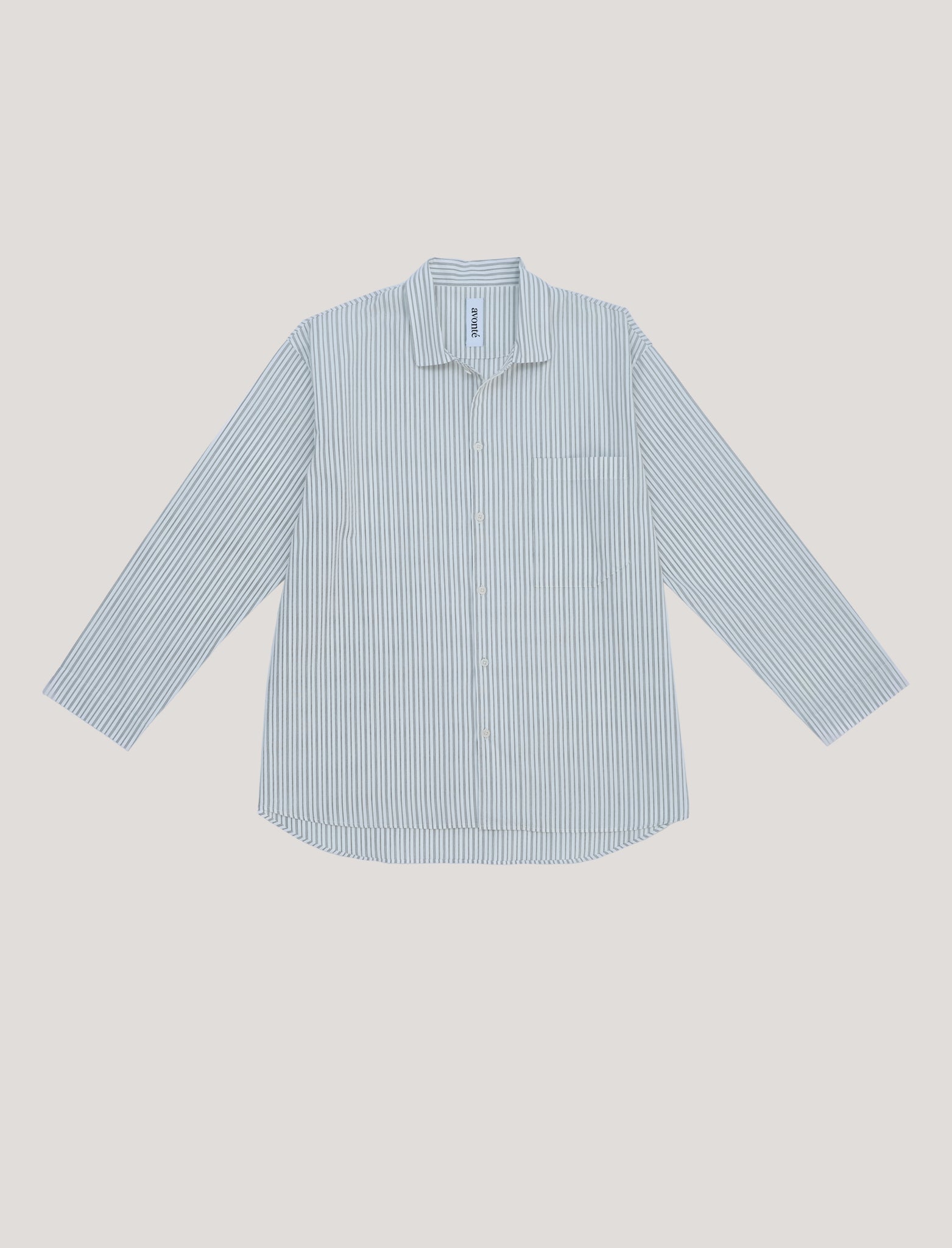 (Im)perfektes Pyjamahemd - olive cream pinstripe - XL