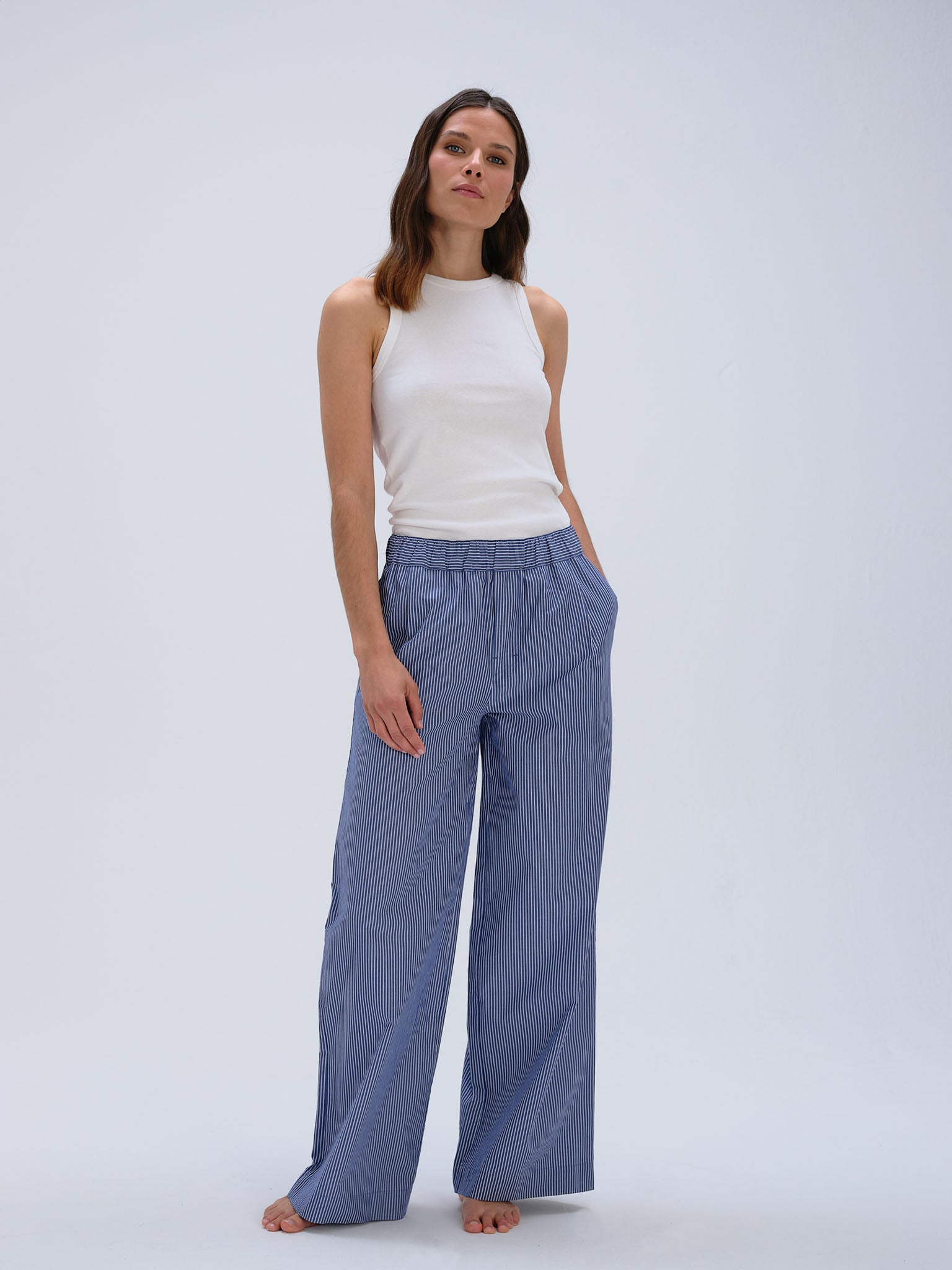Wideleg Pyjama Pants - sailor blue stripe