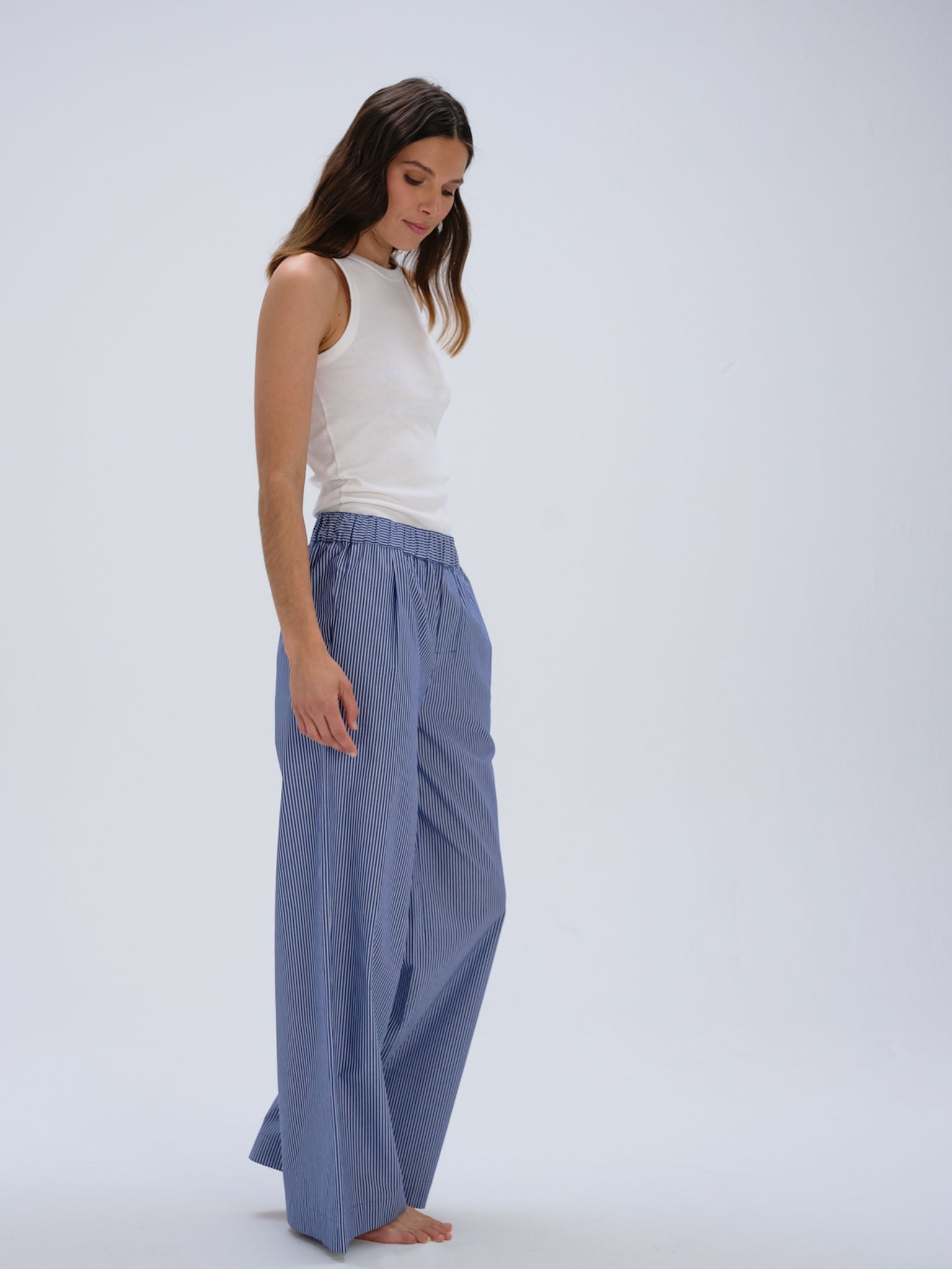 Wideleg Pyjama Pants - sailor blue stripe