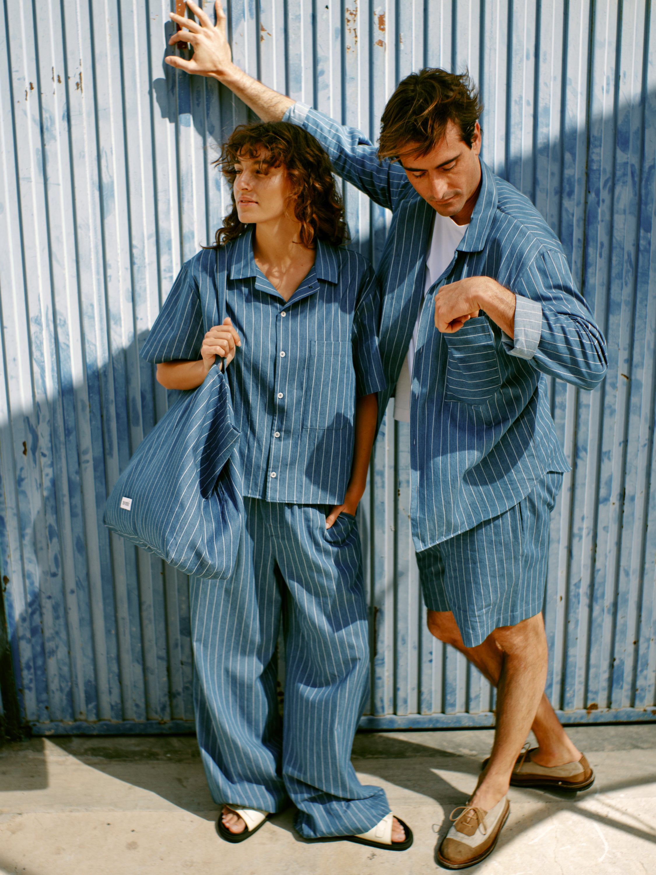 Easy Shorts - ocean pinstripe
