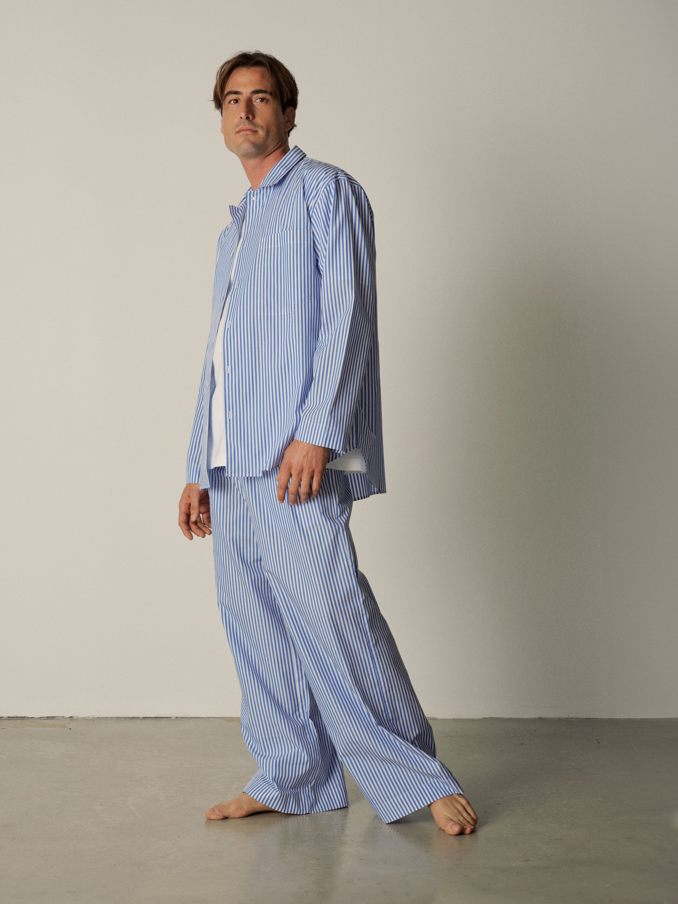 Pyjamahemd - indigo blue stripe